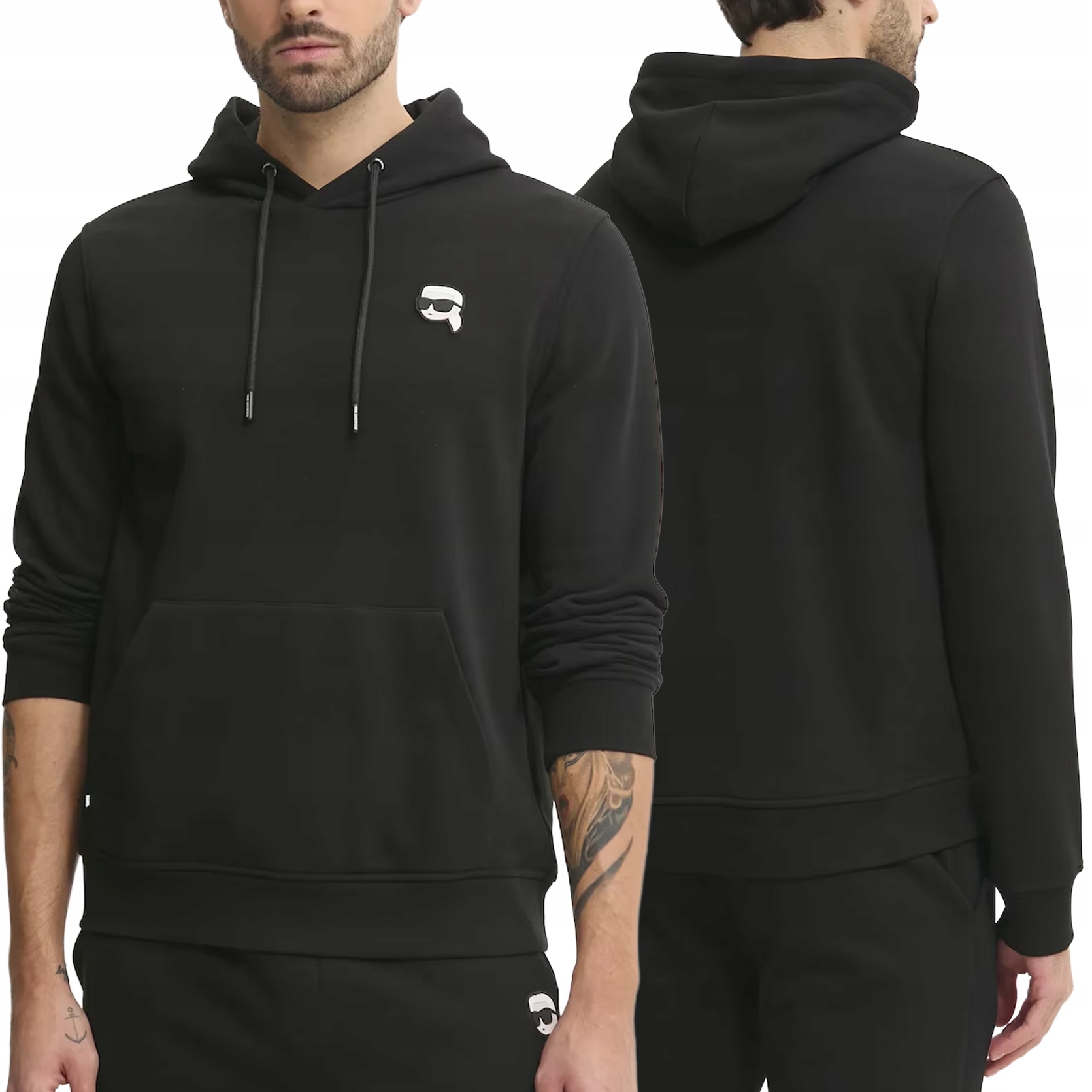 Karl Lagerfeld pánská mikina černá s kapucí klokanka 705711-500900-990 XL