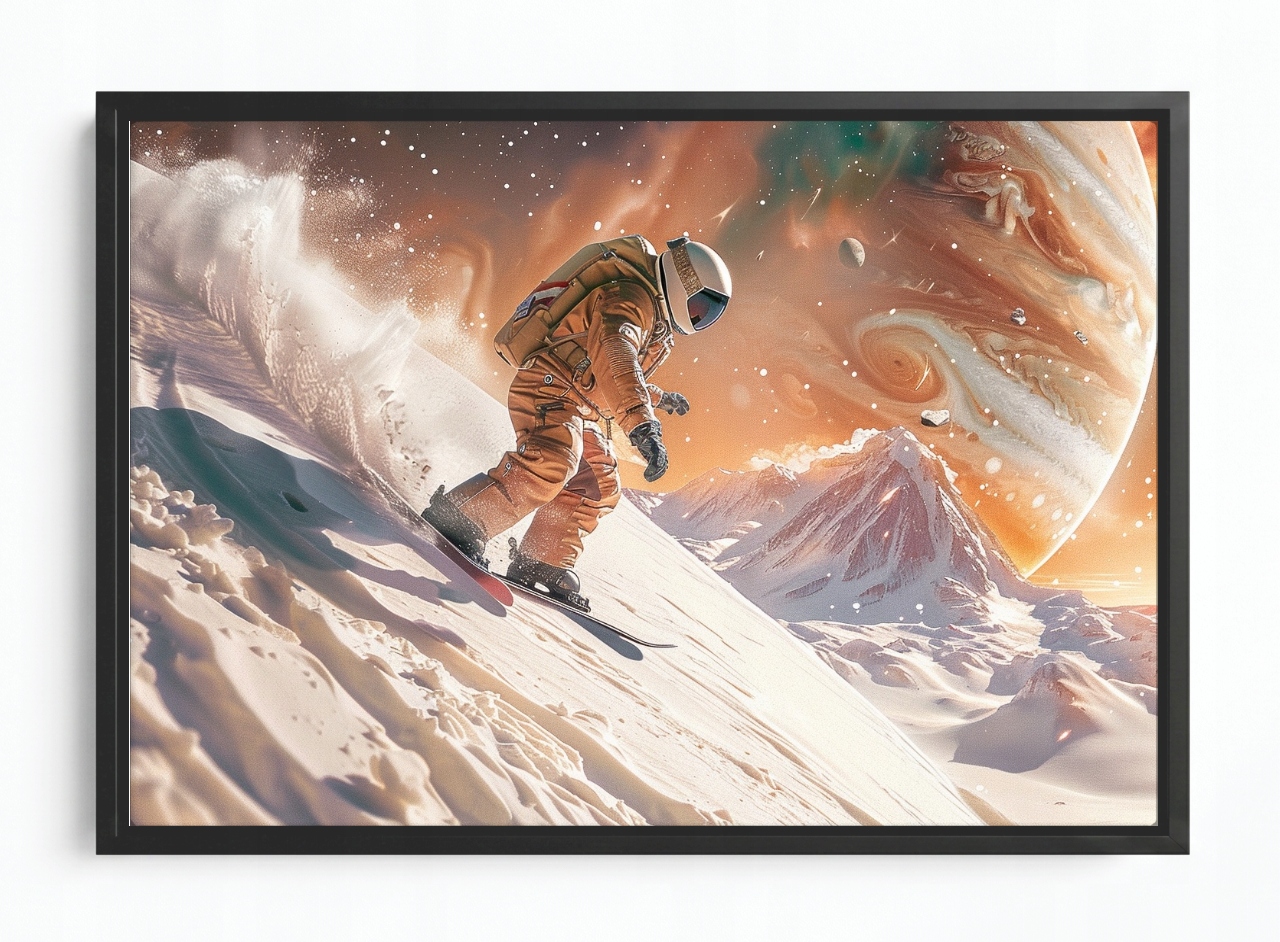 Obraz Rám American Box Kosmos Astronaut Lyžař Lyže Jupiter 60x40