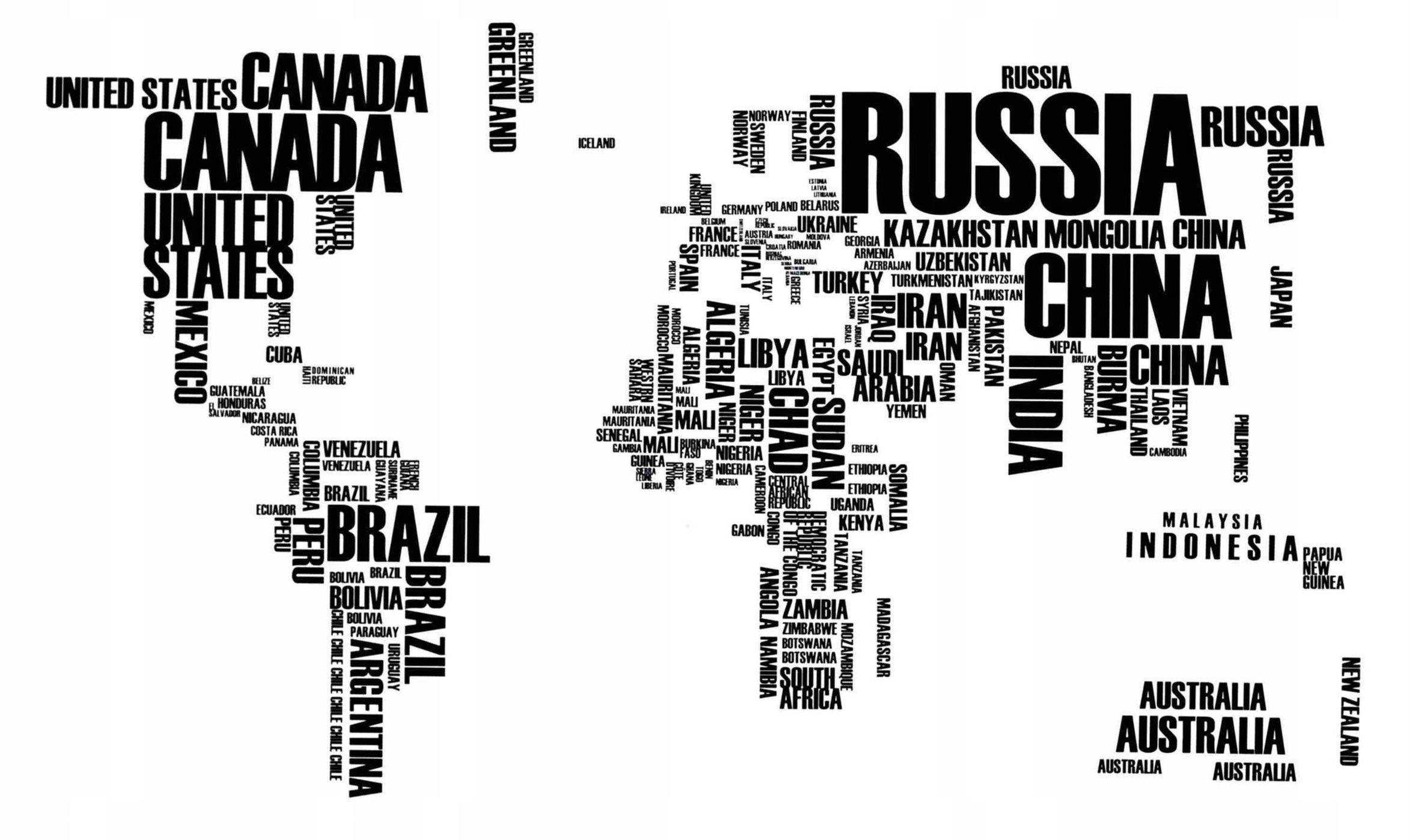 Наклейки на стену настенные Карта Мира XXL Субтитры