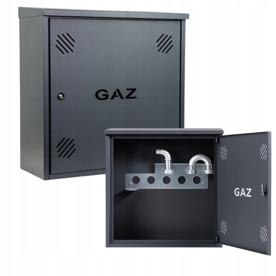 Szafka PUNKT GAZOWY aluminium 600x600x250 mm na 1 gazomierz GRAFIT z PODSTAWĄ