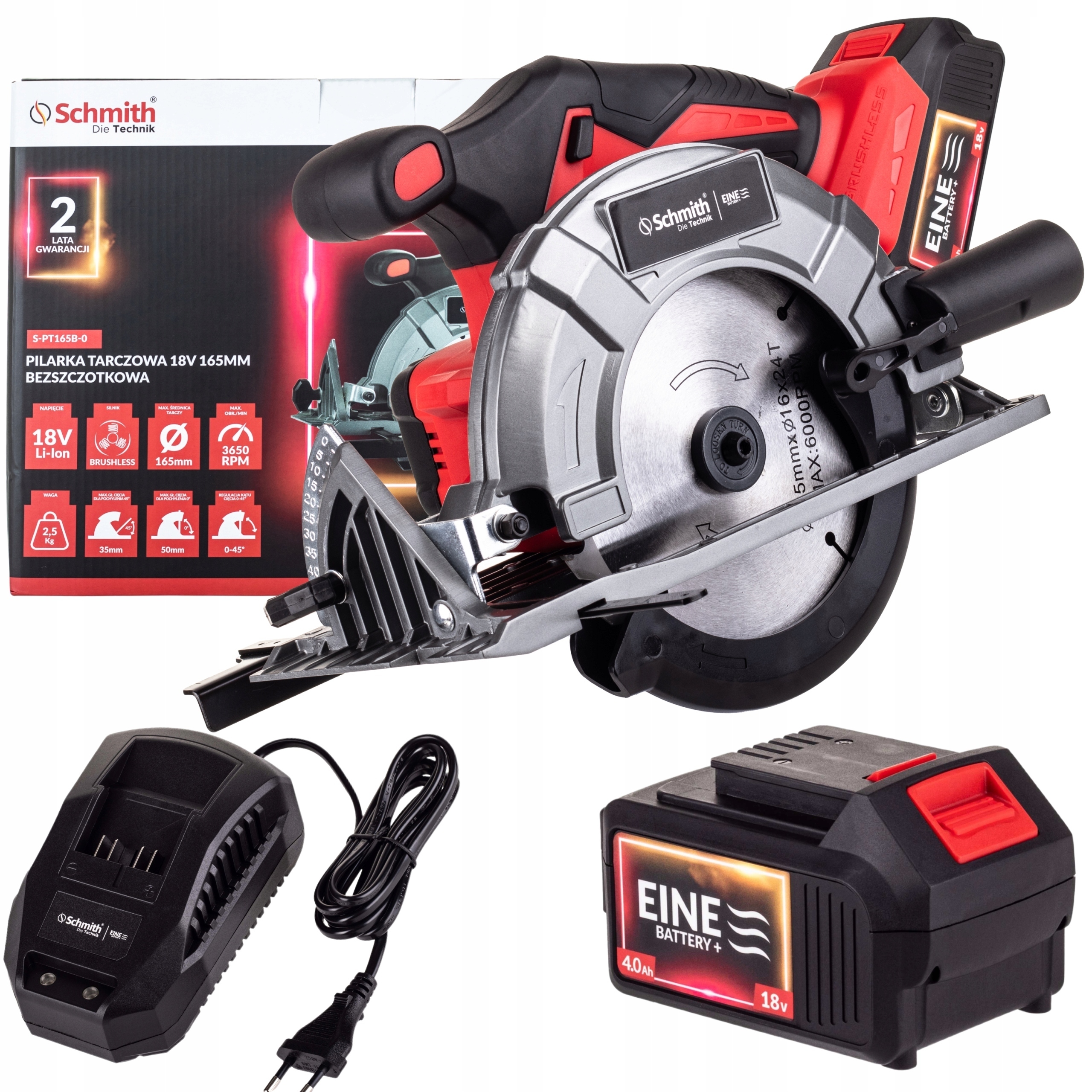 SCHMITH PILARKA TARCZOWA 165MM 18V +4.0AH AKU
