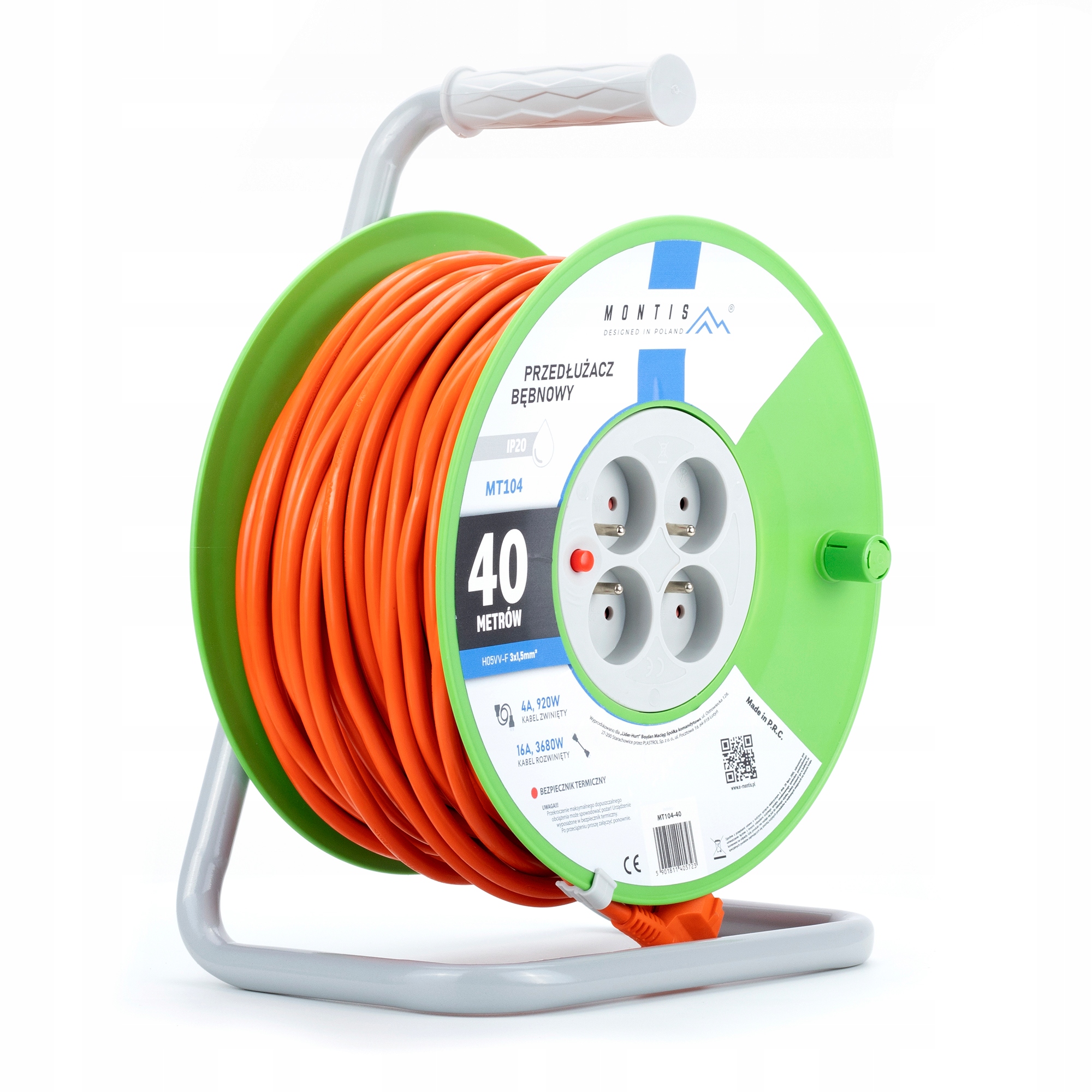 Predlžovací Kábel Bubnový 40 m 3x1,5 Na Bubne 3680 W IP20