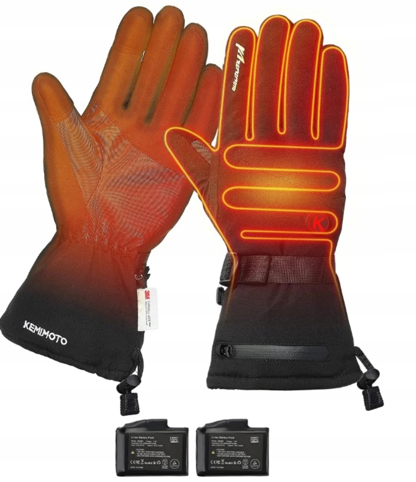 KEMIMOTO Rękawice grzewcze, rękawice grzewcze z akumulatorem 2500mAh M