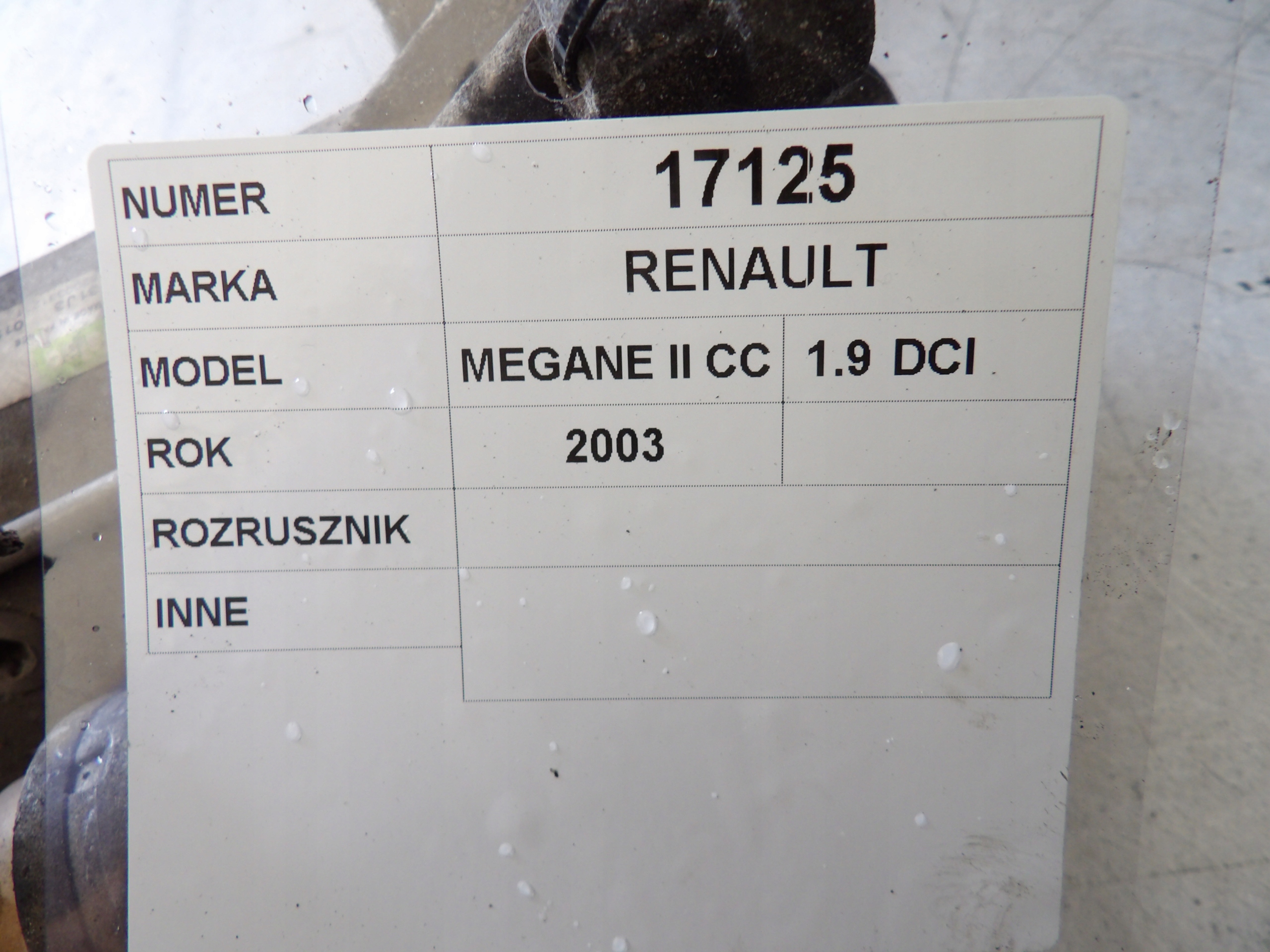 Renault Megane II CC coupe starter 8200331251 D7R49