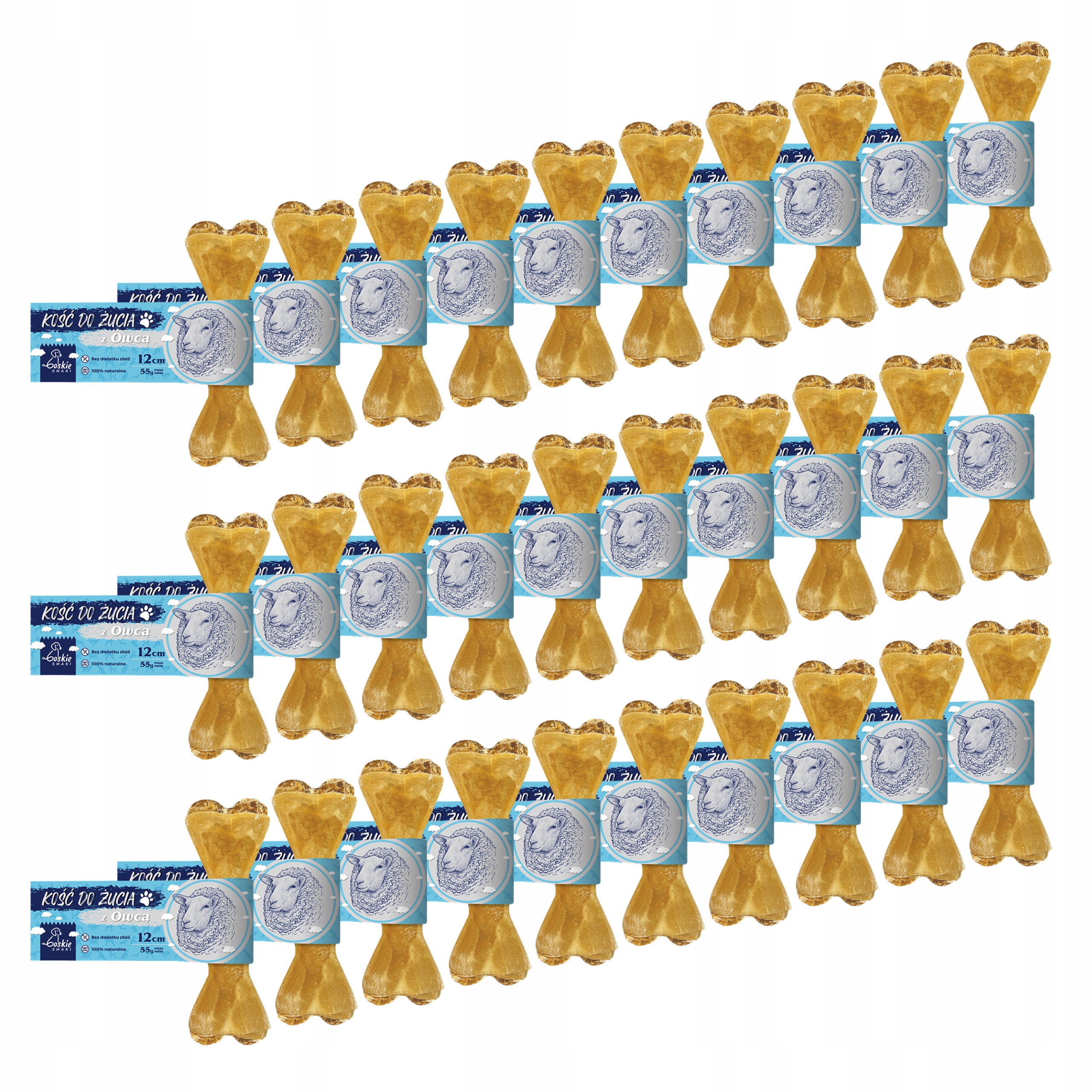 Boskie Smaki Žvýkací kost s ovcí, kousátko pro psa 30 x 12 cm 55 g Set