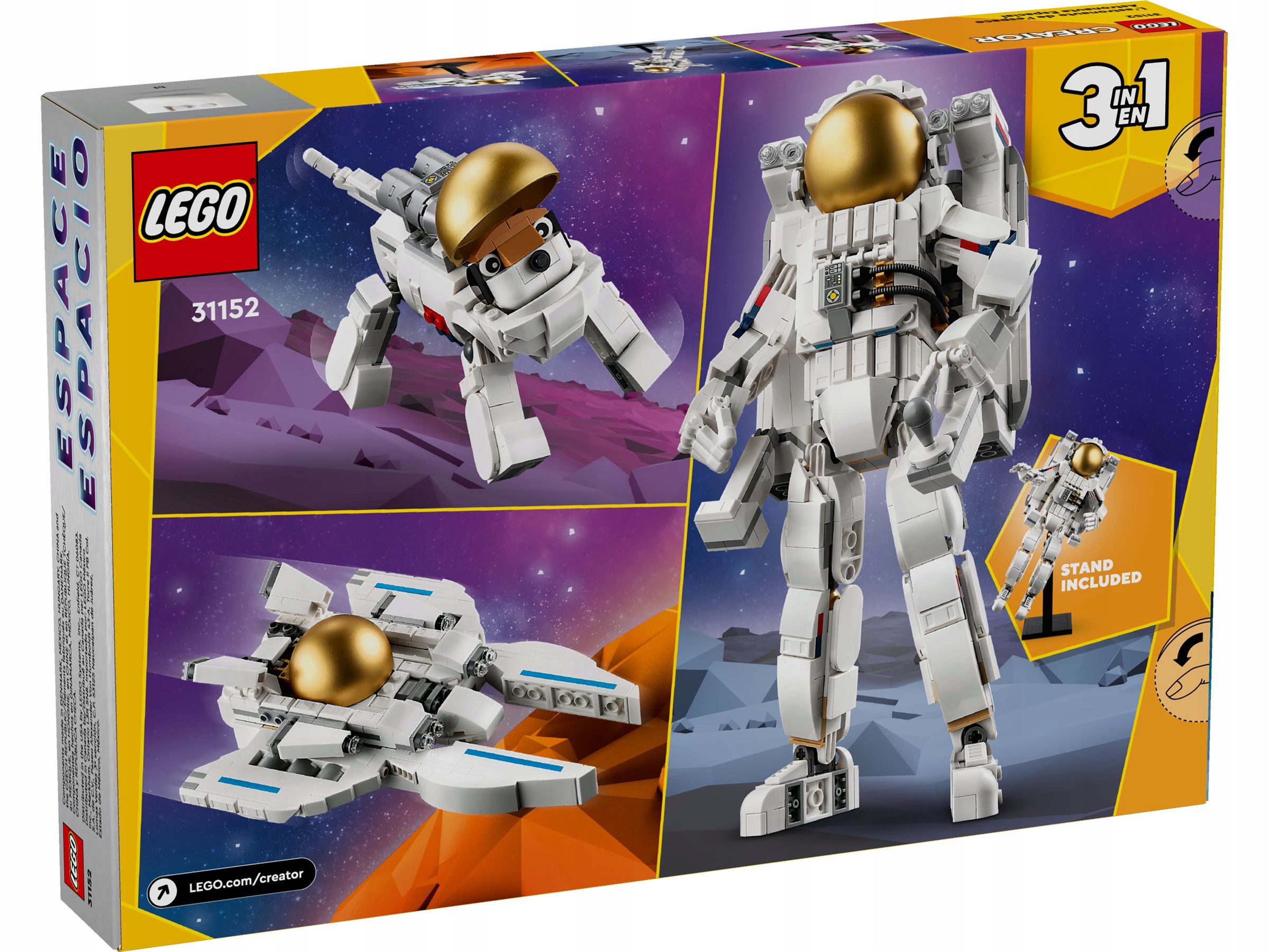 LEGO CREATOR 3W1 31152 ASTRONAUTA + GRATIS TORBA LEGO PREZENT ŚWIĘTA Minimalny wiek dziecka 9