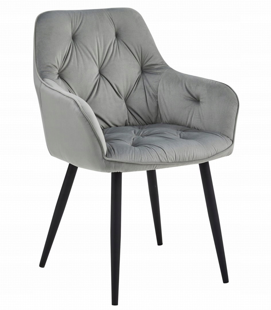Stolička Jork zamat strieborno-sivý čierne nohy x 1