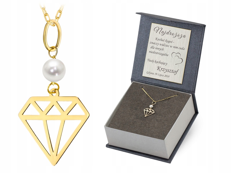 Zlatý Náhrdelník pr. 585 Ažurový Diamant Perla 45 cm