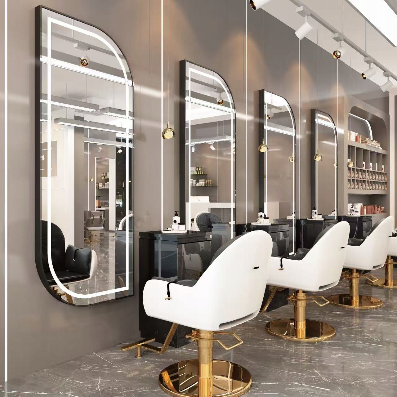 Konzola kadeřnická konzola barberská zrcadlo kadeřnická 170x70 Led Pro