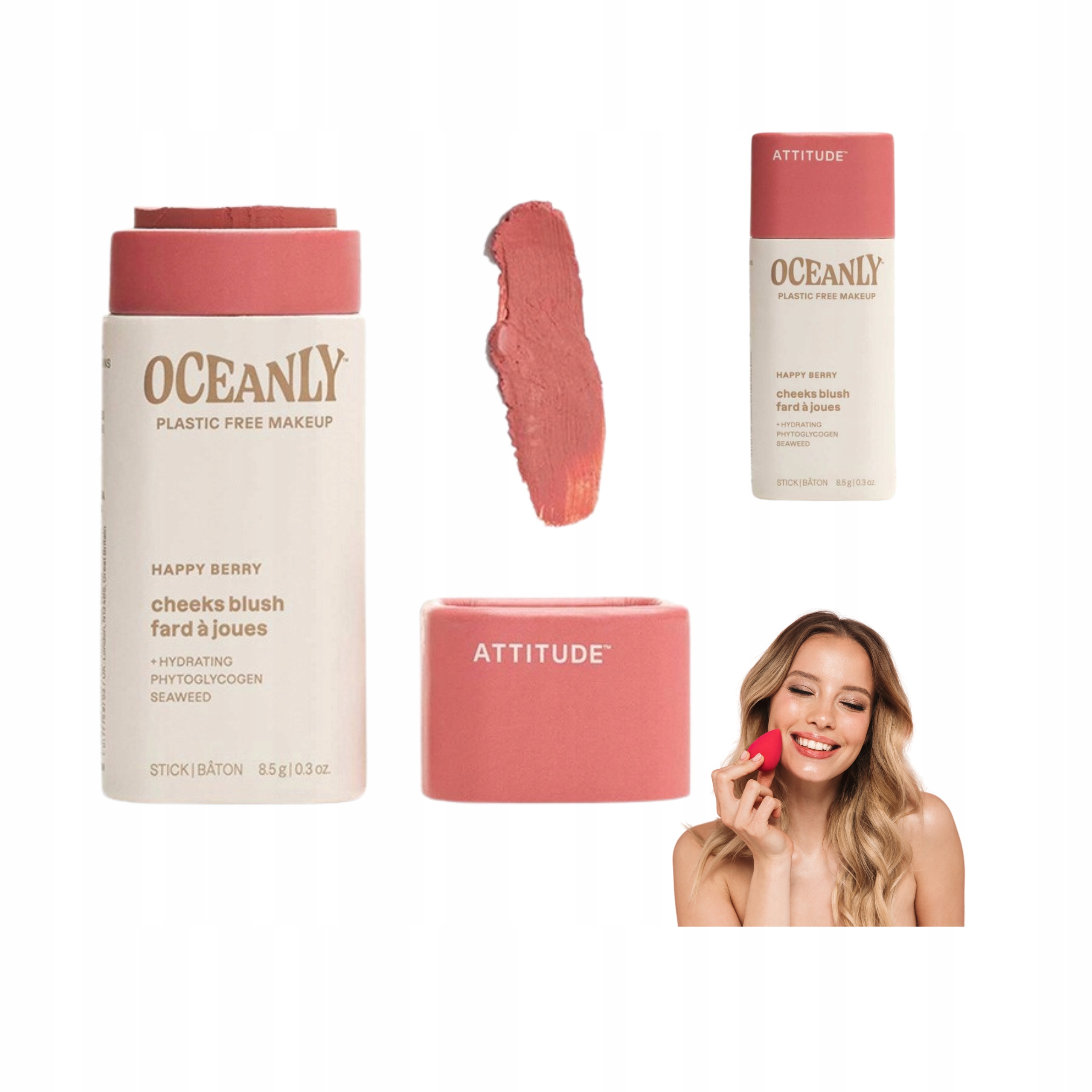 Růže na obličej a tváře JMalinová tyčinka Happy Berry Attitude Přírodní