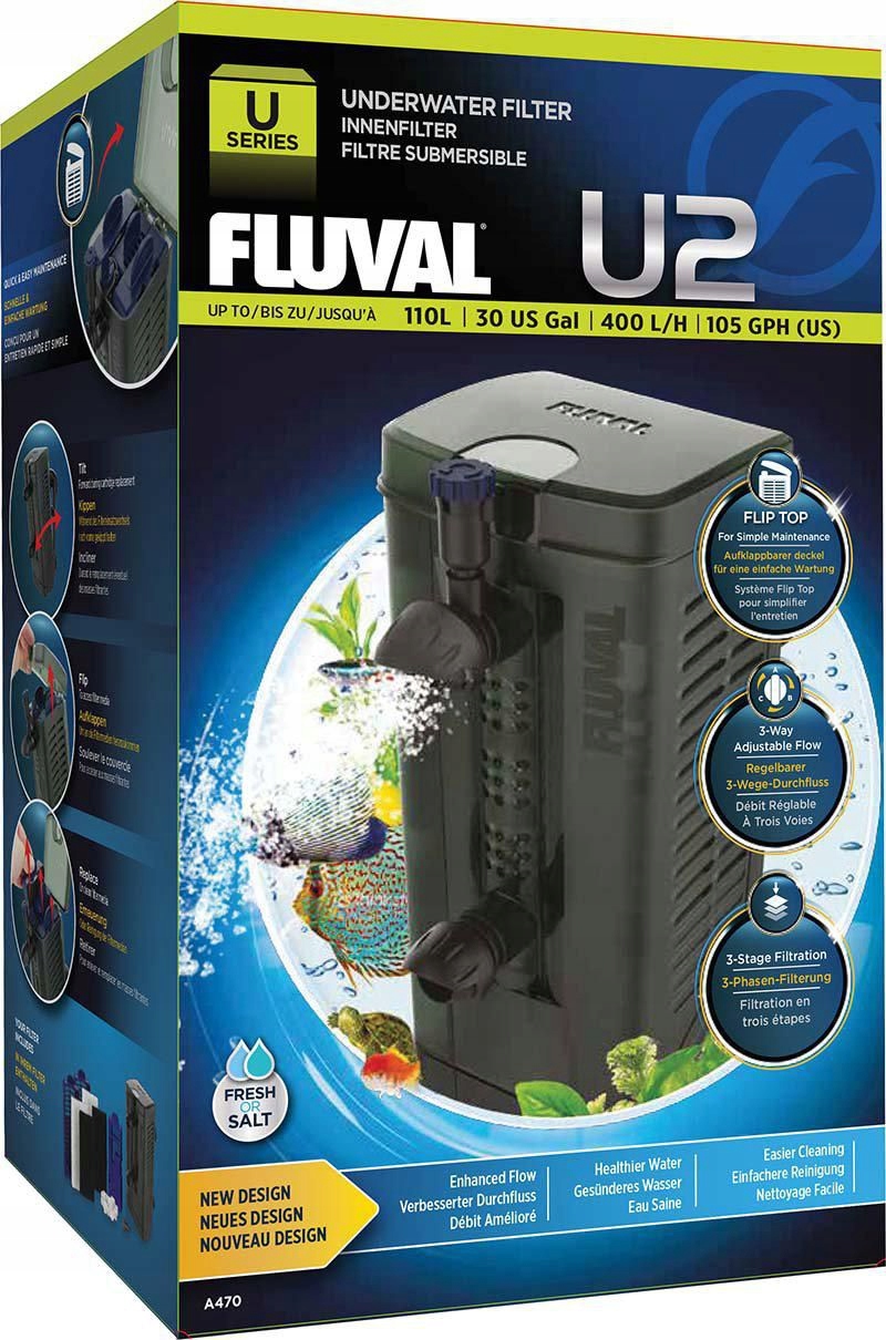 Levně Fluval Vnitřní Filtr U2 400L/H Pro Akvária Do 110L (126.2470)
