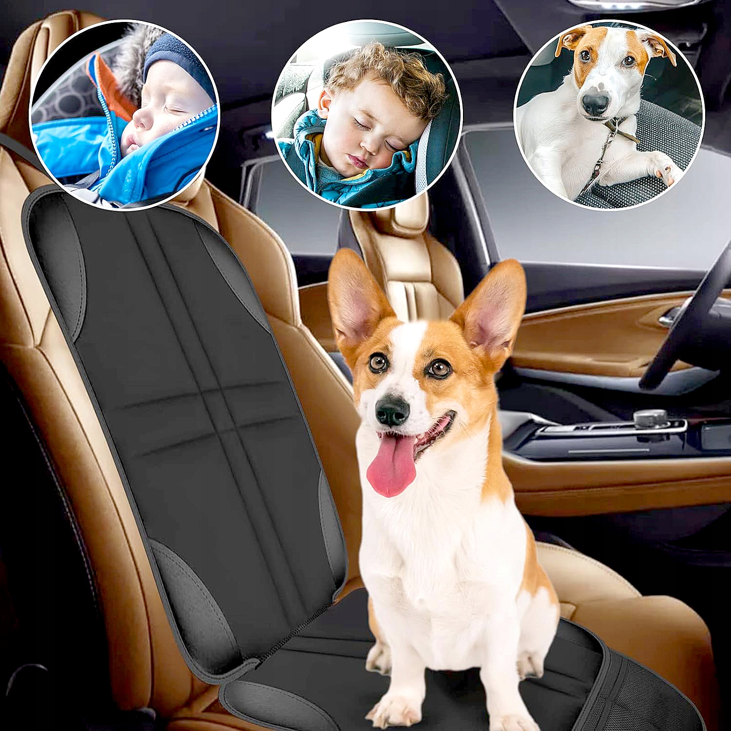 MATA OCHRONNA POD FOTELIK SAMOCHODOWY MOCNA OSŁONA FOTELA POKROWIEC DO AUTA Kolor czarny