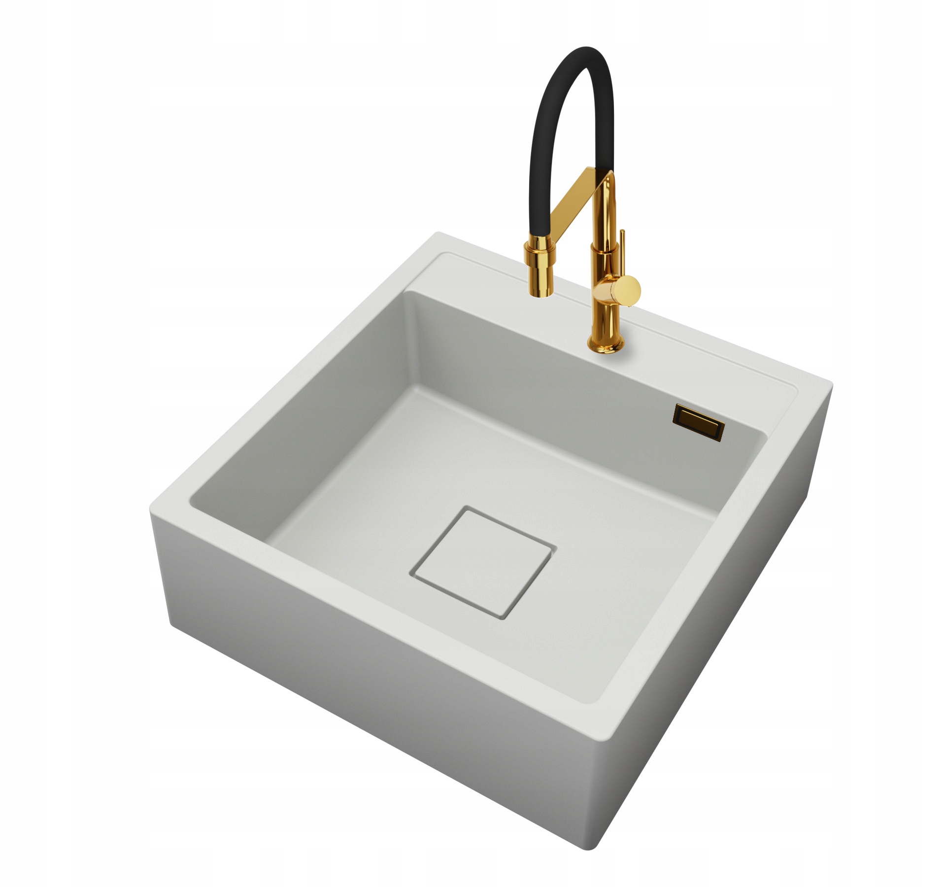 Kuchyňský granitový dřez Farmerski Sifon Chrom Baterie Kryt