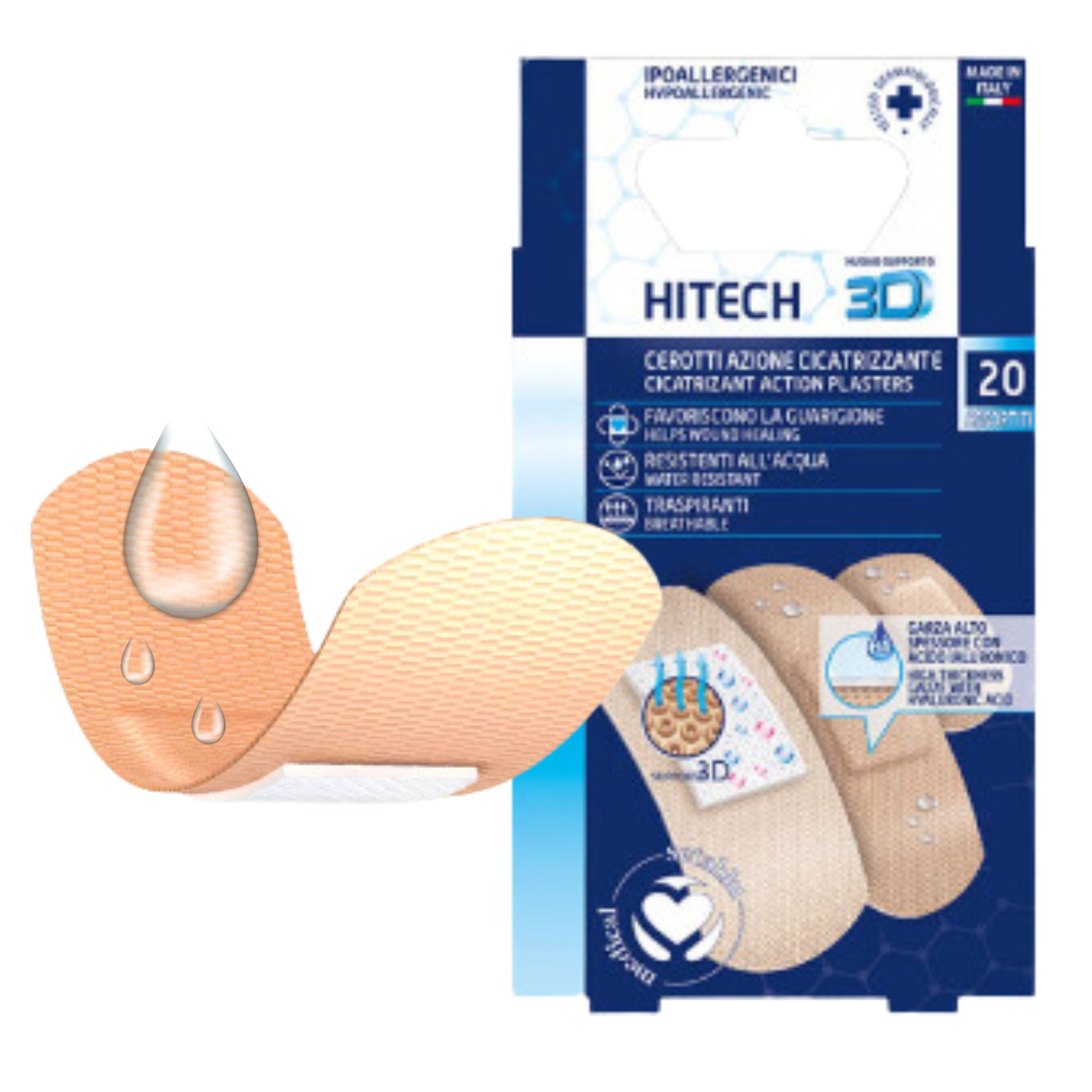 PLASTRY OPATRUNKOWE GAZA Z KWASEM HALIURONOWYM 20 SZTUK WODOODPORNE