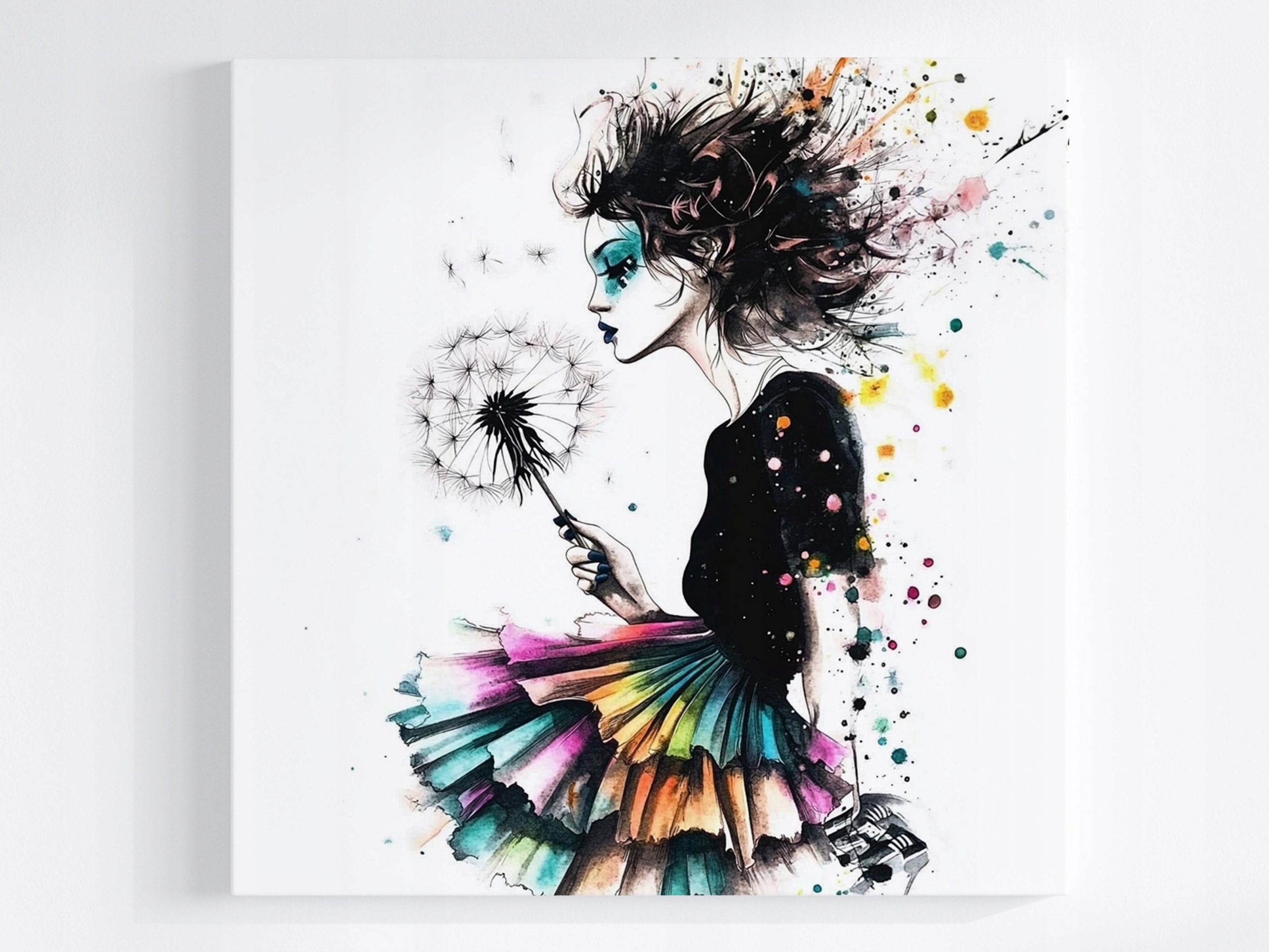 Obraz Na Plátně Canvas Žena Pampeliška Portrét Barevný 60x60