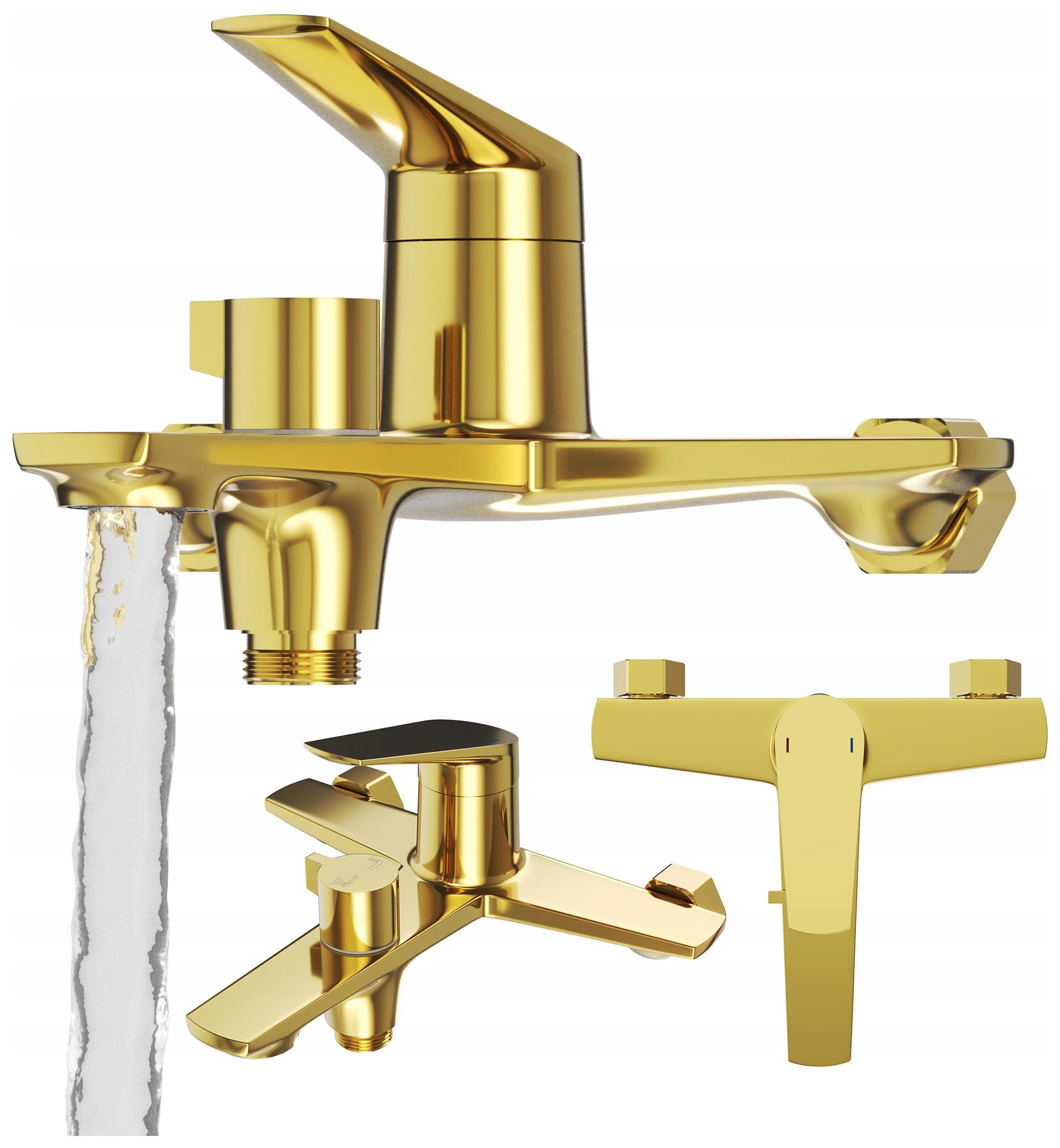 Vaňová A Sprchová Batéria Zlatá, Mosadzná Vodovodná Batéria Do Kúpeľne Nave