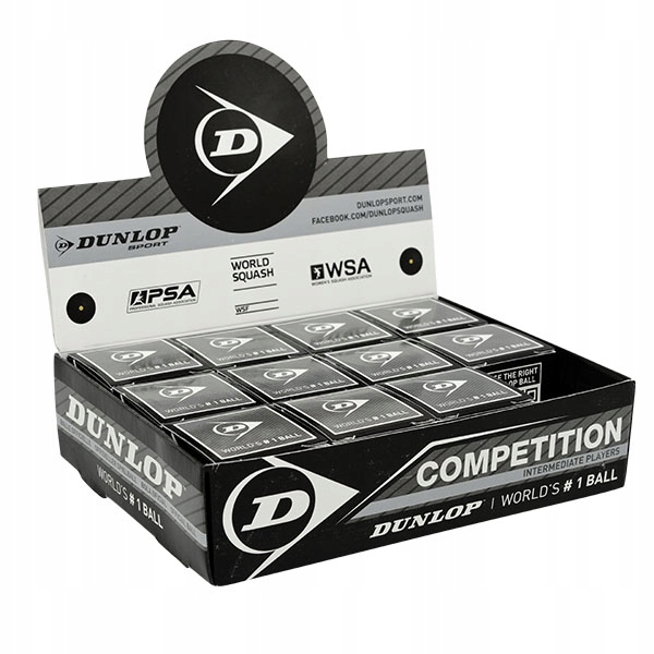 Squashový míč Dunlop Competition 12 ks žlutá tečka