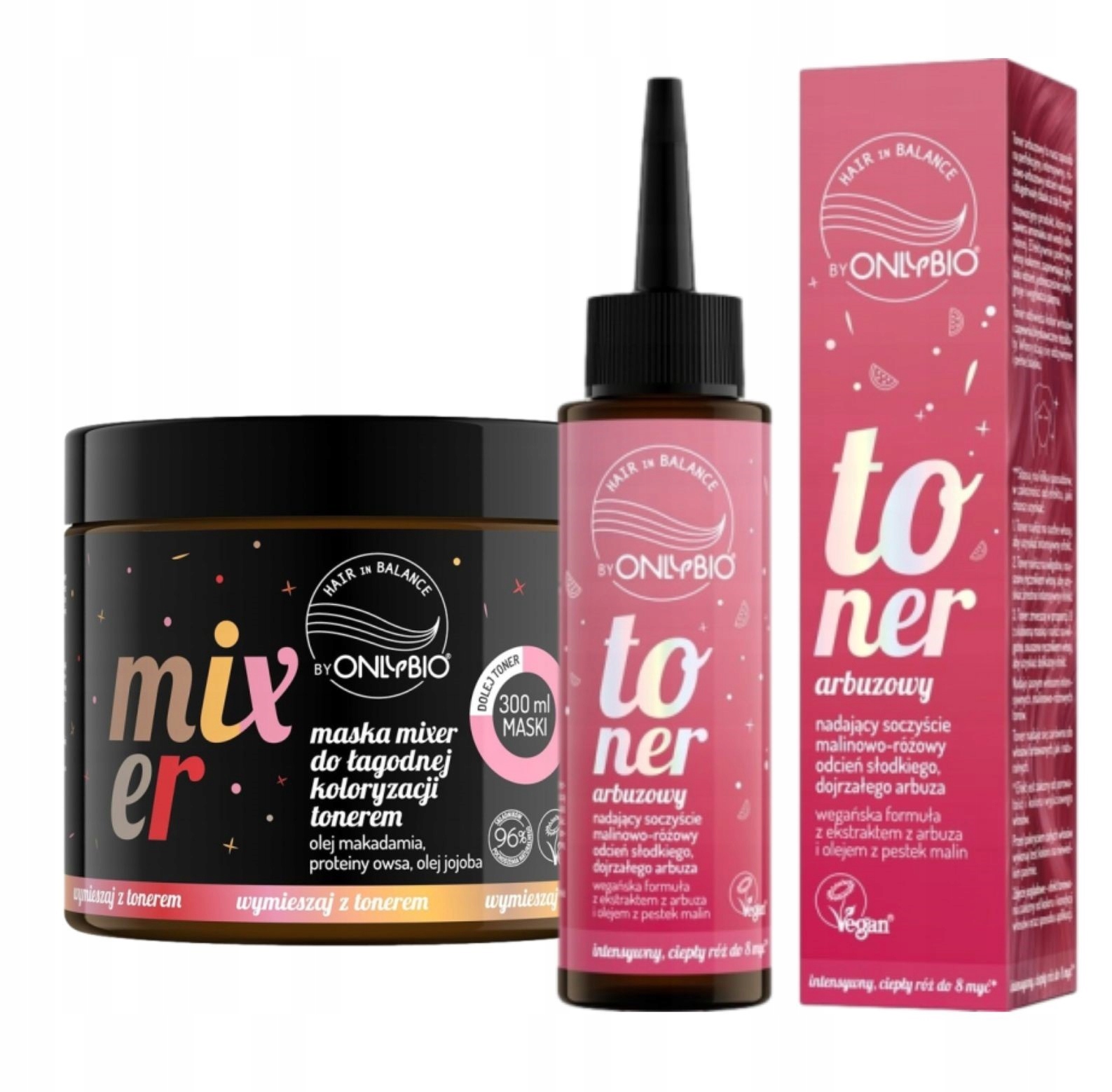 Onlybio Toner na vlasy Melounová barva Maska Mixer Set