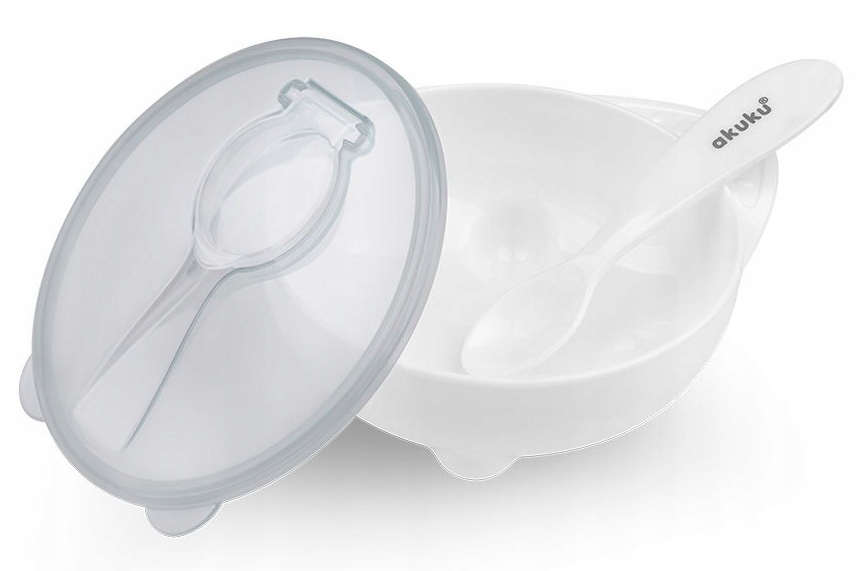 AKUKU MISECZKA TALERZYK Z ŁYŻECZKĄ I POKRYWKĄ