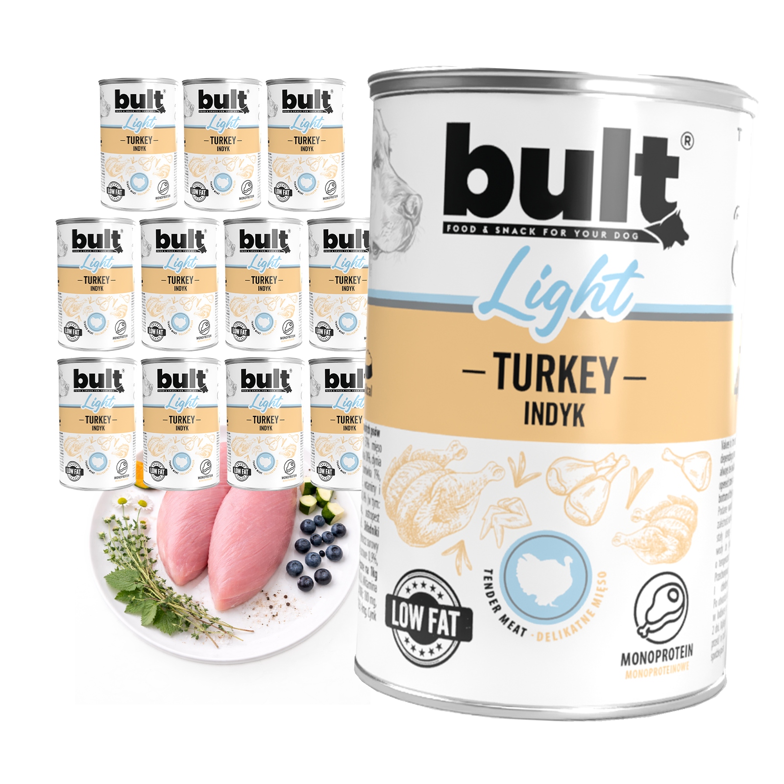 Levně Vlhké Krmivo Pro Psa Bult Light Krůta 12x400g Plechovka Set