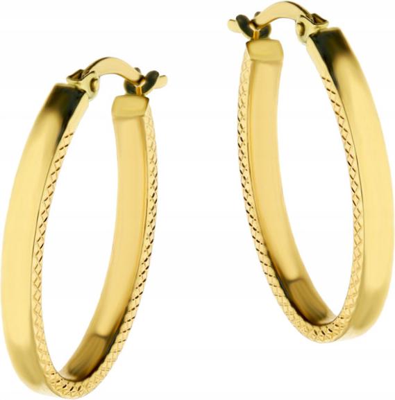 Zlaté náušnice 585 oválná kolečka 14kt dárek elegantní vzor pro ni