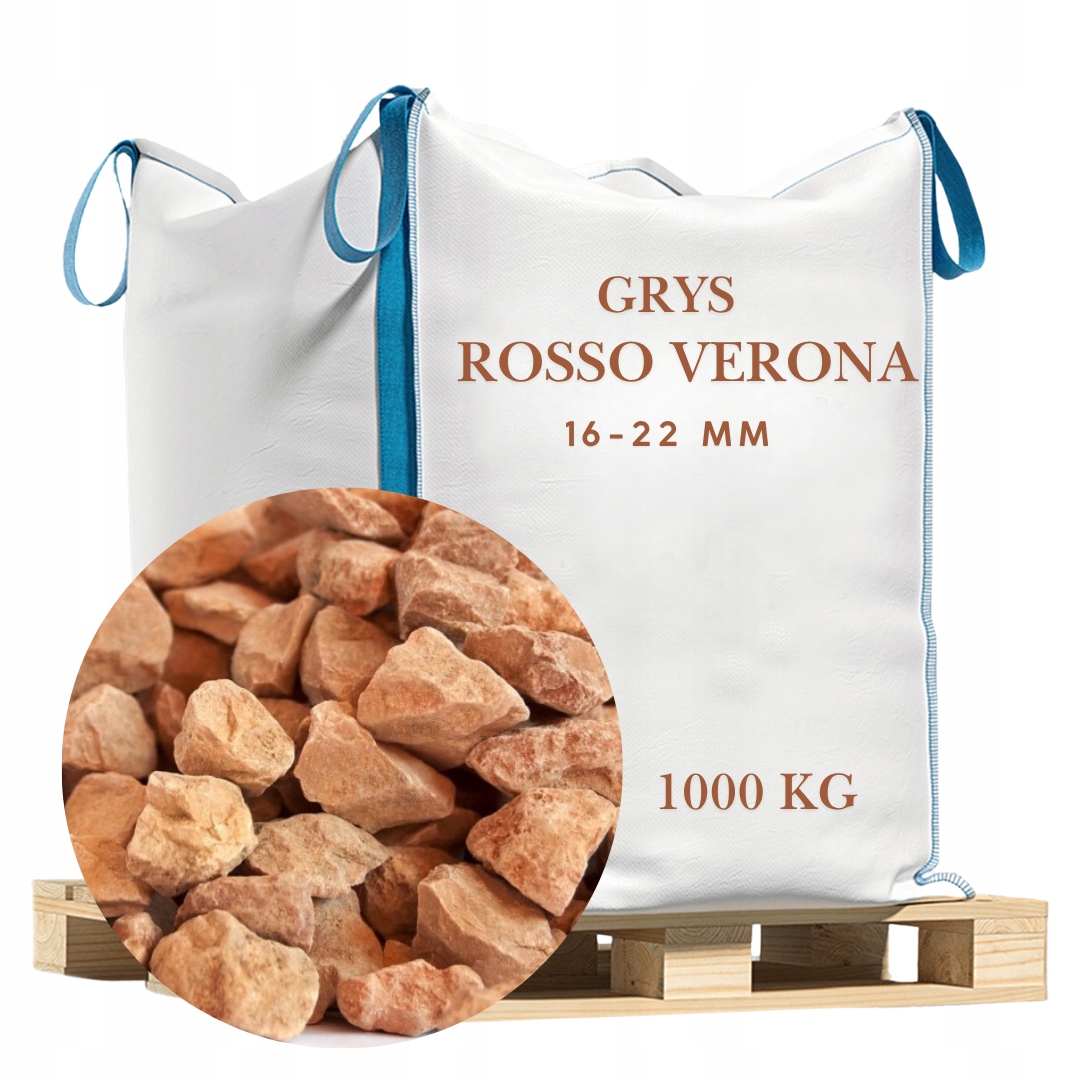 Rosso Verona Grys 16-22mm Naturalny Włoski Kamień Ozdobny 1000kg