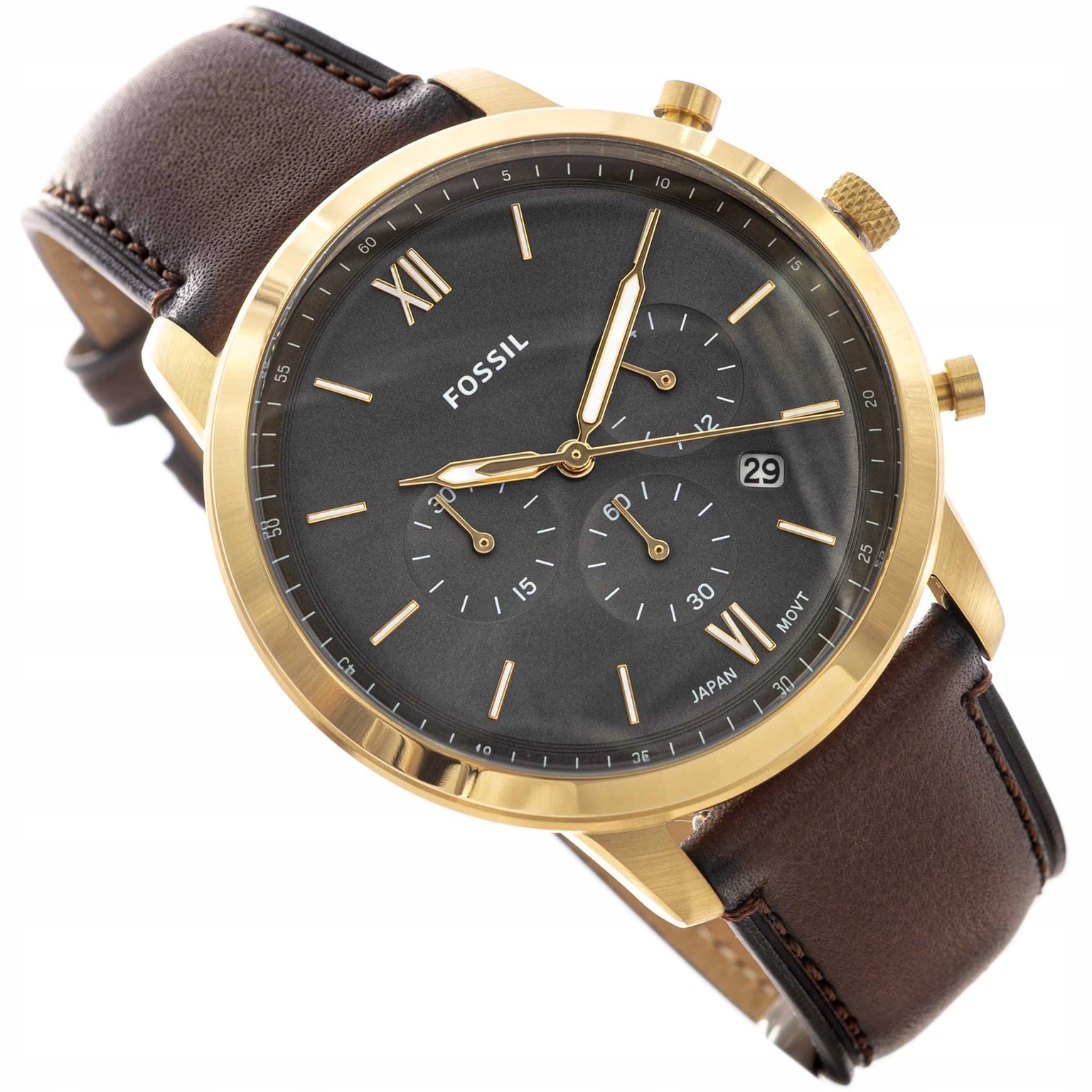 Pánské Hodinky Fossil FS6162 Neutra Chronograf Kožený Řemínek Elegantní