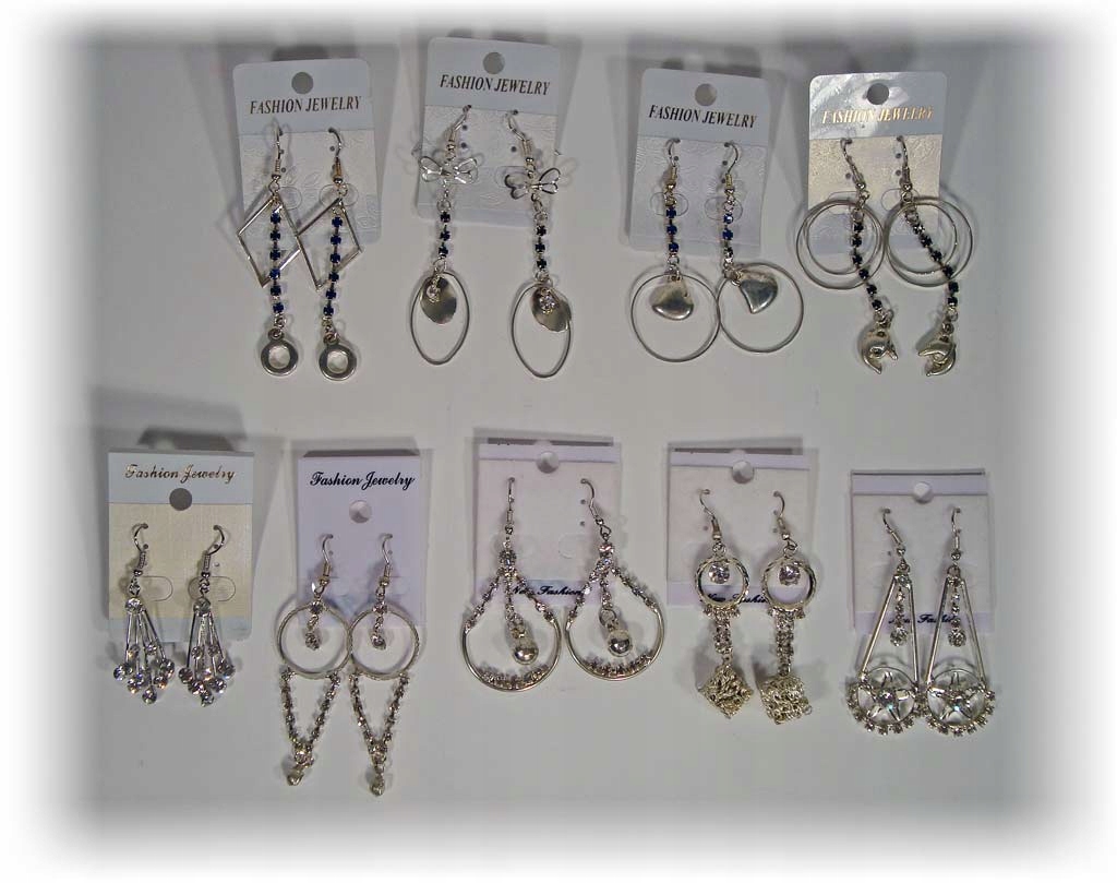 DŁUGIE KOLCZYKI Z CYRKONIAMI RÓŻNE WZORY DO WYBORU