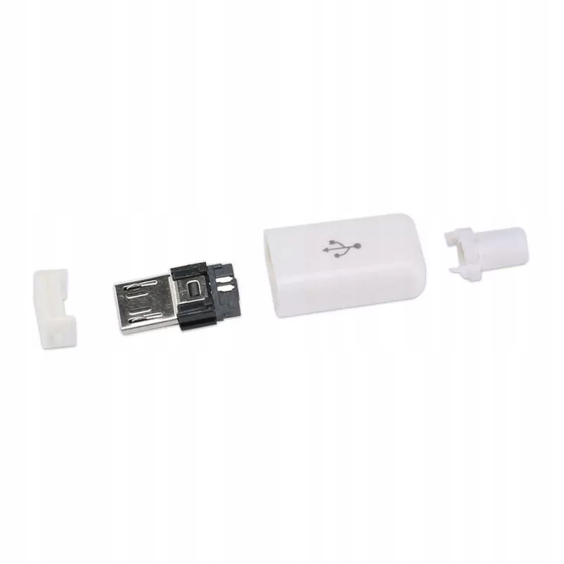 

Biały Wtyk Wtyczka Męska Micro Usb Microusb 5PIN