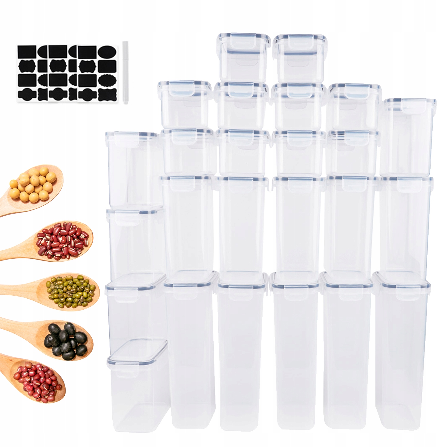 Sada 25 Velkých Nádob Na Potraviny Boxy Na Skladování Domů Komplet