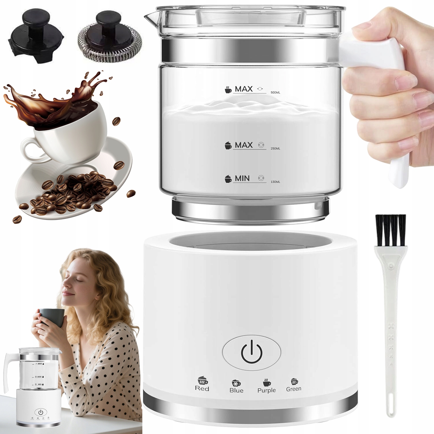 Elektrický Napěňovač Mléka S Ohřívačem, 4 Režimy, 500 ML