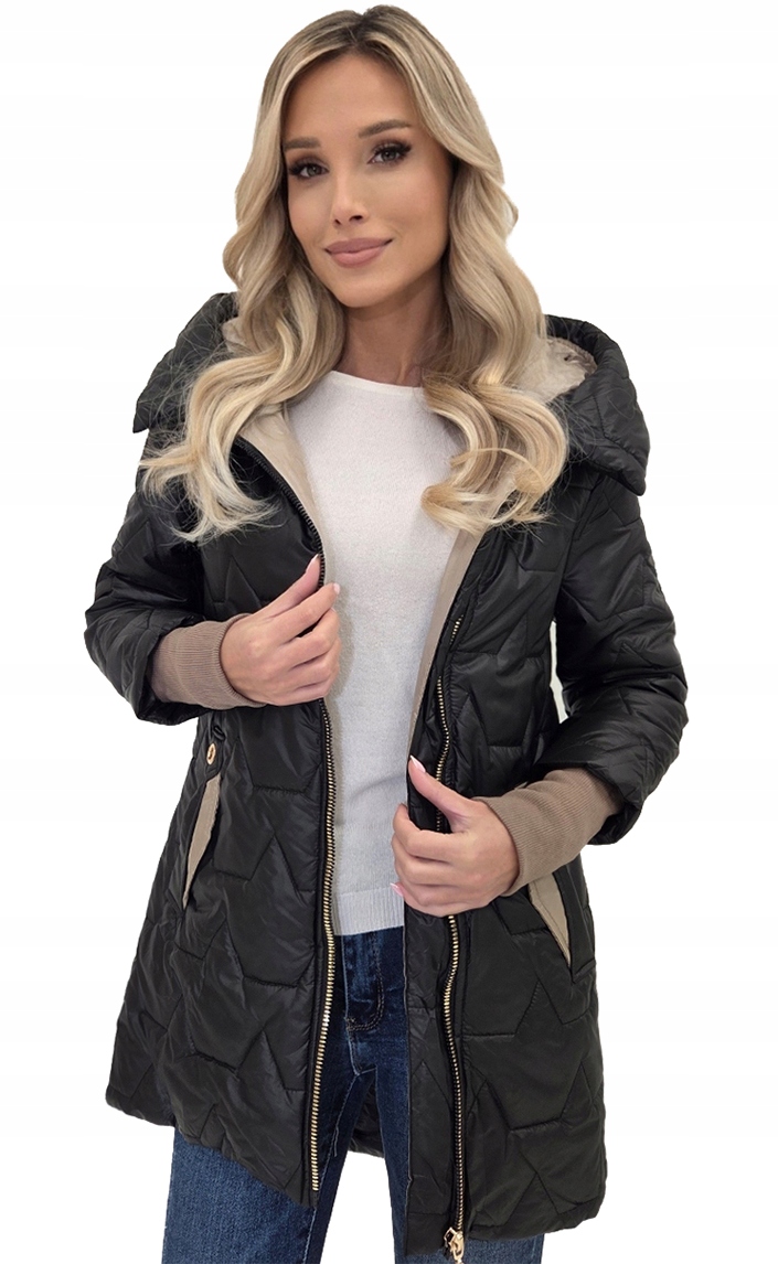 LEKKA PIKOWANA PRZEJŚCIOWA WIOSENNA KURTKA DAMSKA Z KAPTUREM S Rozmiar S