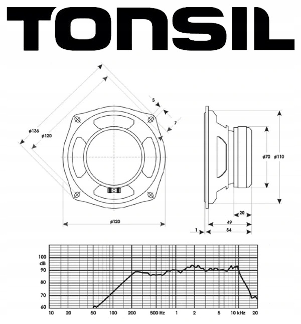 TONSIL GDM 12/60 8OHM ALTUS 110 ORYGINALNY GŁOŚNIK Konstrukcja jednodrożne