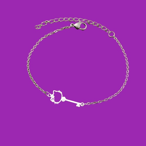 Bransoletka Hello Kitty Kotek Kluczyk Srebrna 316L