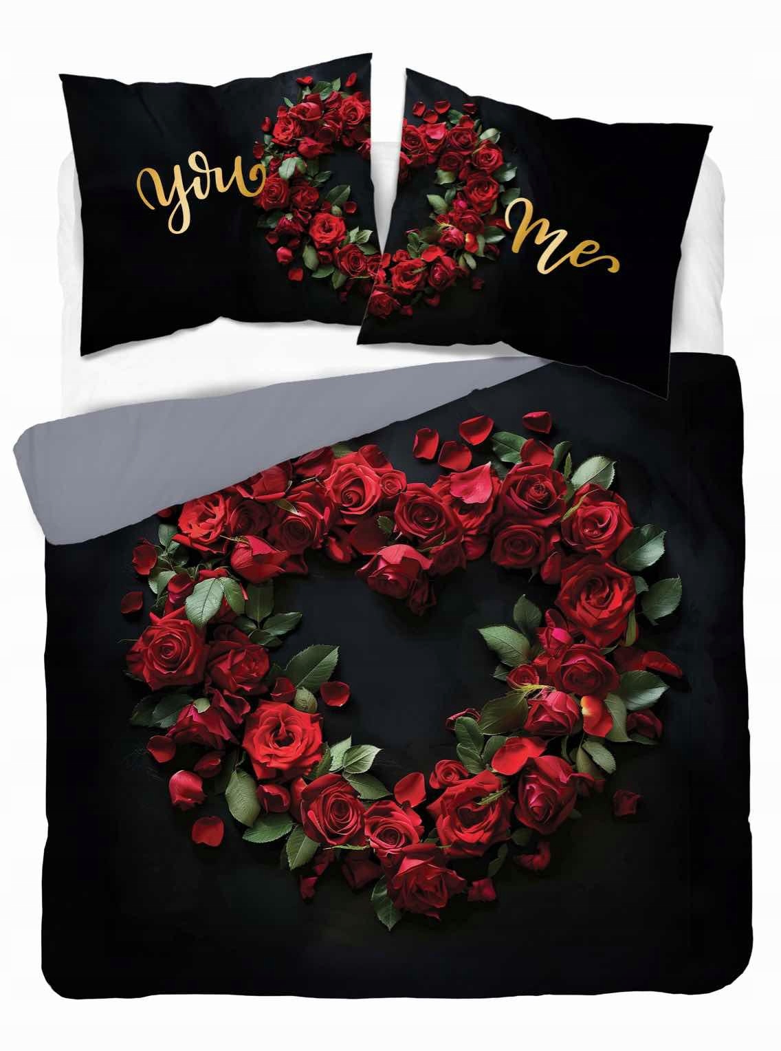 Darčeková Posteľná Bielizeň Pre Pár Posteľná Bielizeň Na Svadbu Ruže Srdce Z Ruží 220x200