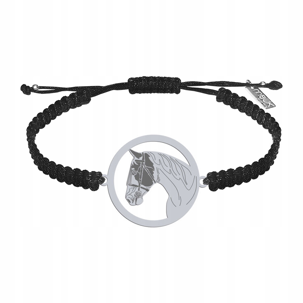 Stříbrný náramek s koněm American Paint Horse 925 Makramé Šperky Gravírování