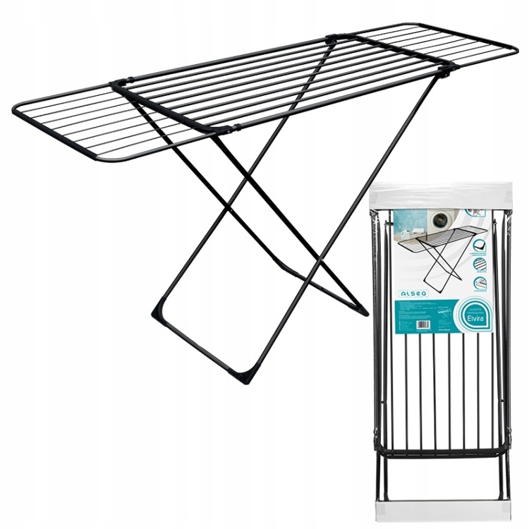 Balkónová sušička na bielizeň, voľne stojaca, čierna, 173x55x94 cm