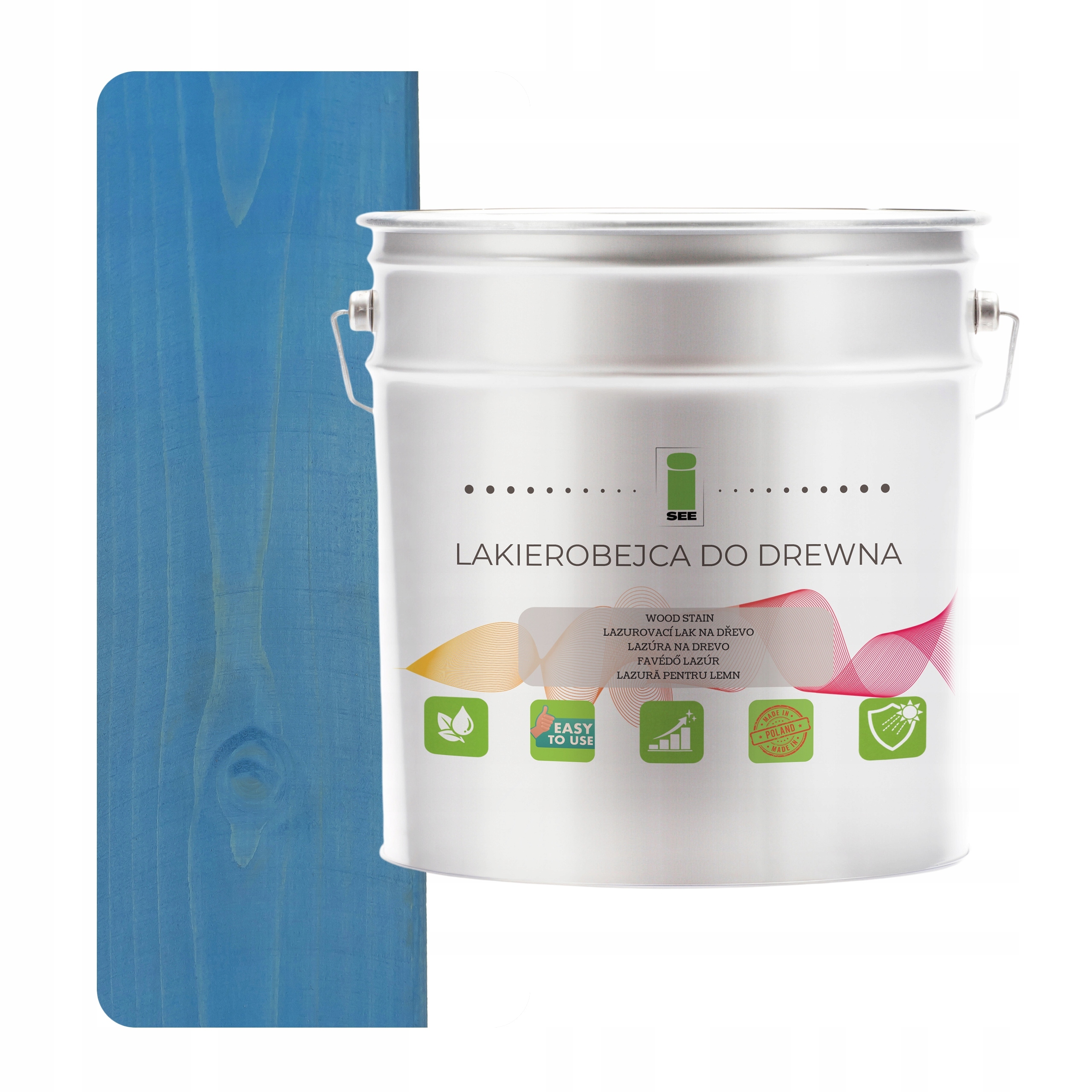 Lakovací hmota na dřevo modrá, hydrofobní, bez zápachu, polomatná 3v1 5L D110