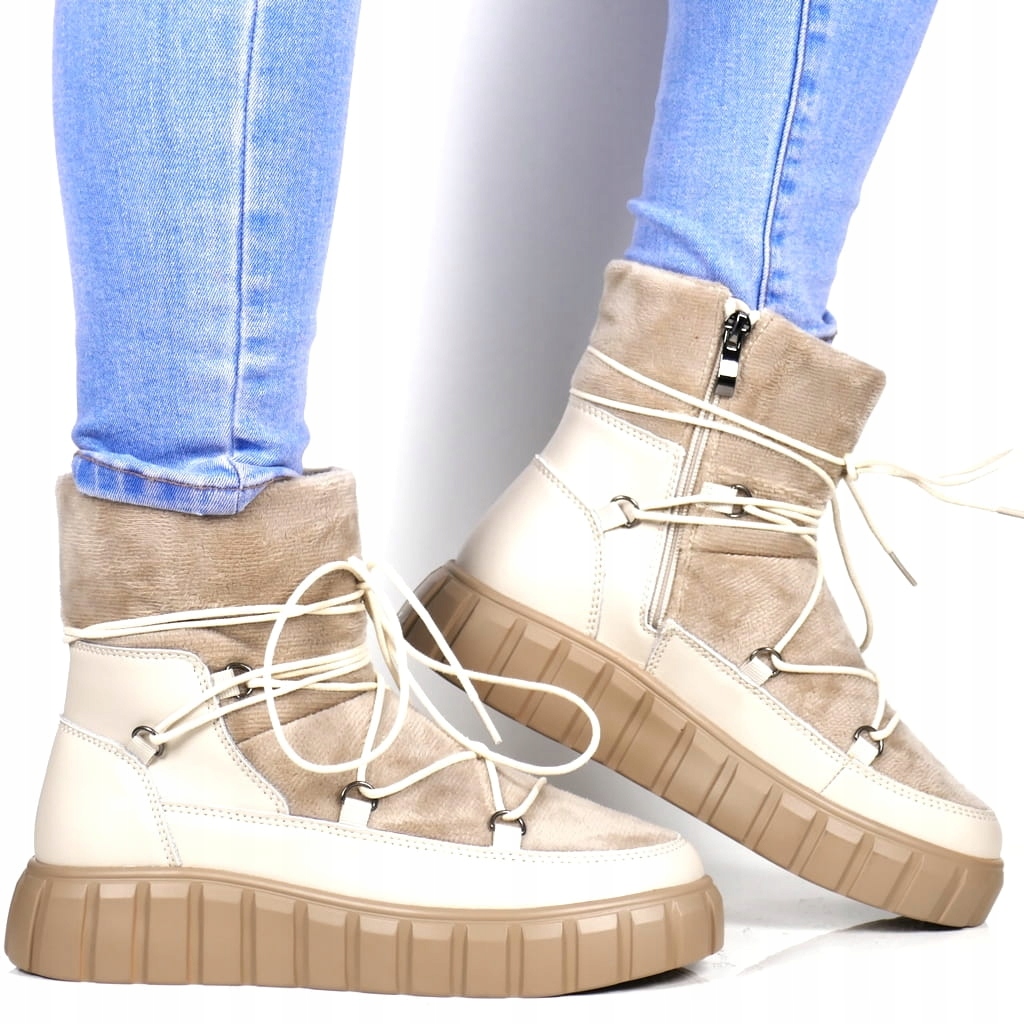 iButy Sněhovky Kotníkové Boty Na Platformě Módní Béžové