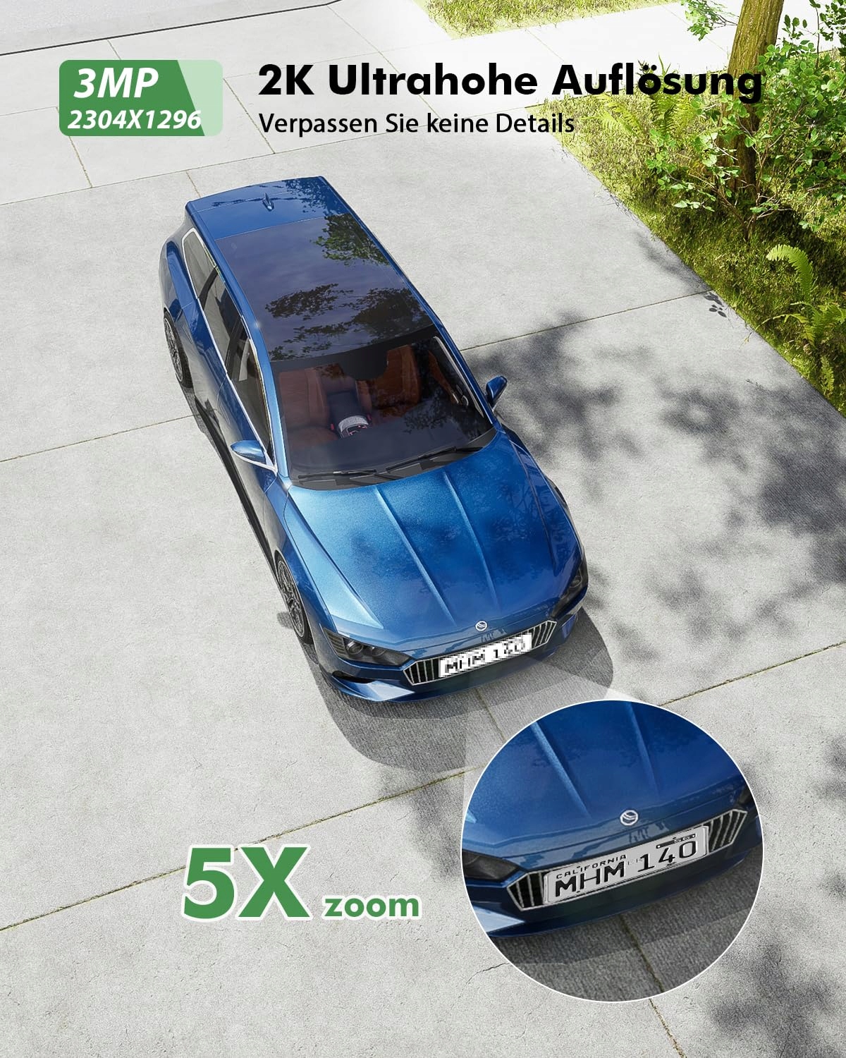 YESYAMO Kamera Zewnętrzna 2K 355°/90° Pan Tilt WLAN Farbnachtsicht — miniatura 4