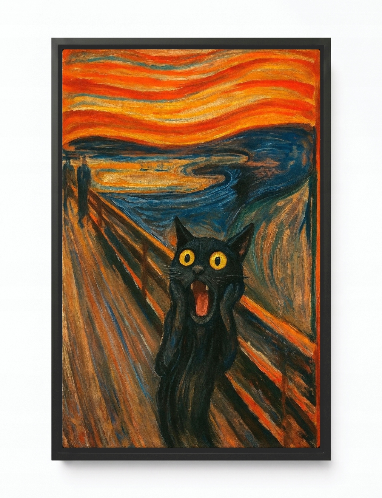 Obraz Rám Americký Box Grafika Munch Styl Křik Černá Kočka 40x60