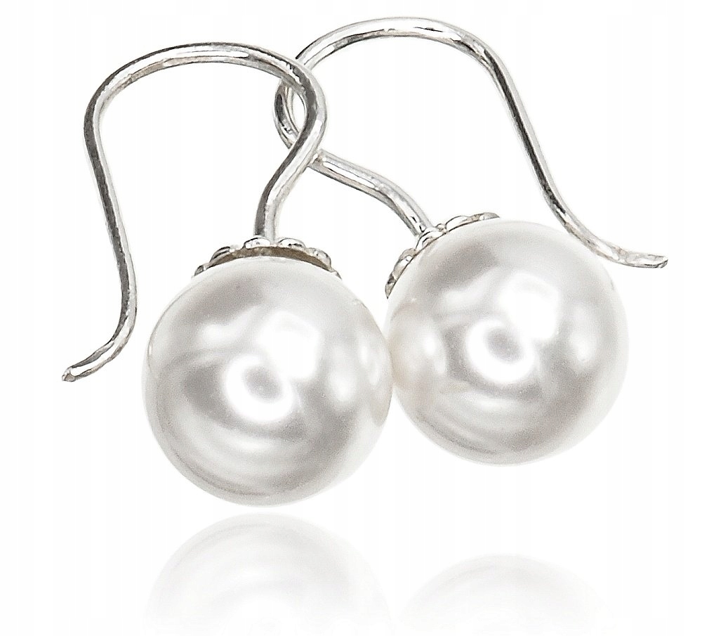 Krásné Náušnice Stříbrné Perly Krystaly Bílé