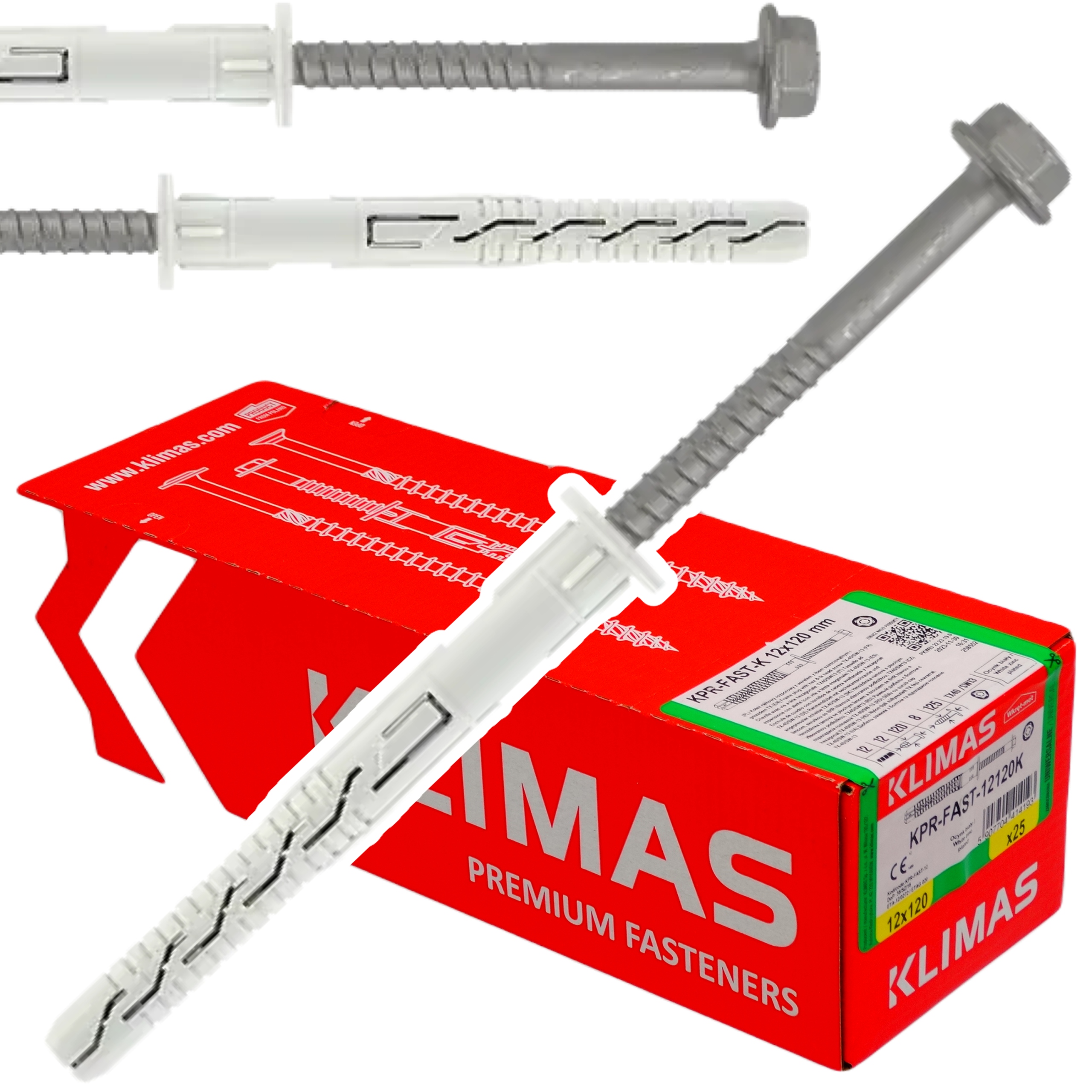 Kołki ramowe rozporowe 10x300 Klucz torx 25szt