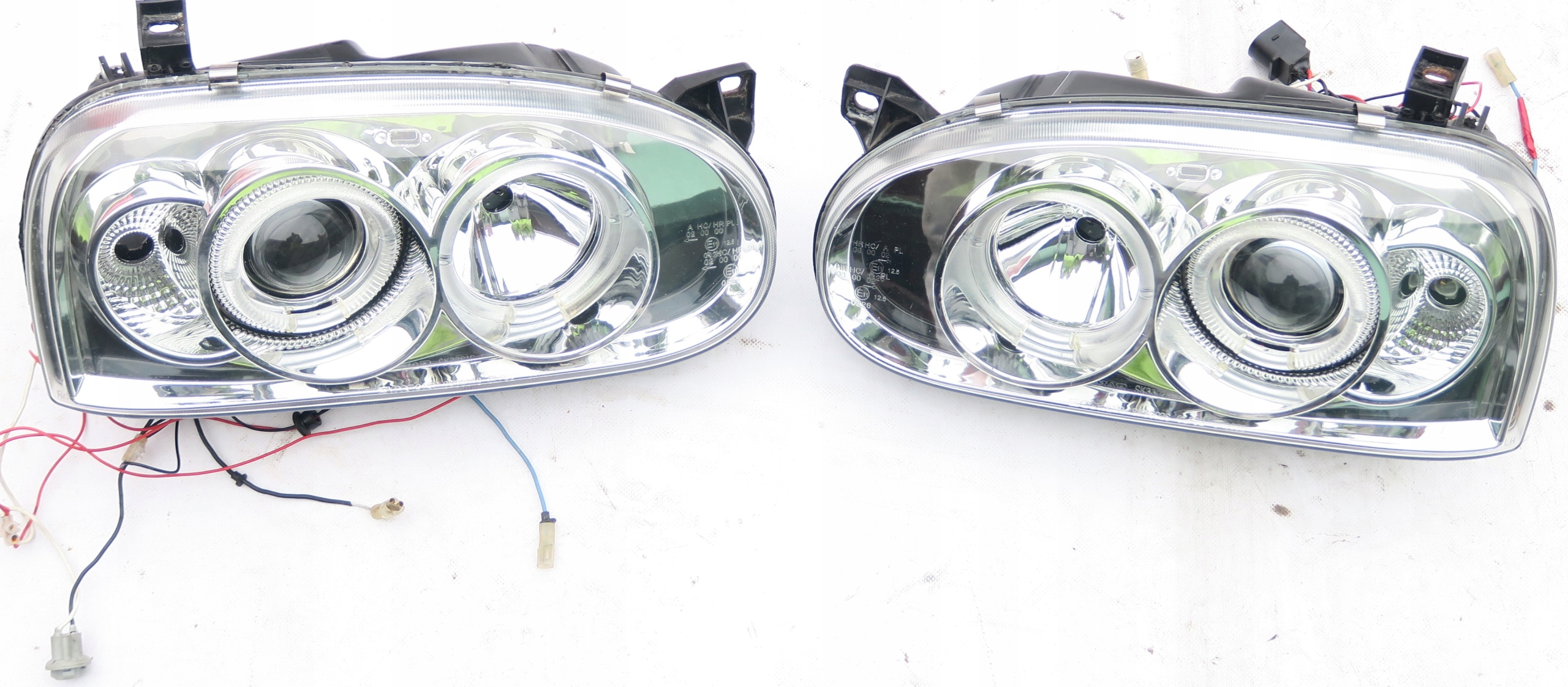 LAMPY PRZÓD SOCZEWKA RINGI CHROME SONAR VW GOLF 3 MK3 III 91-98