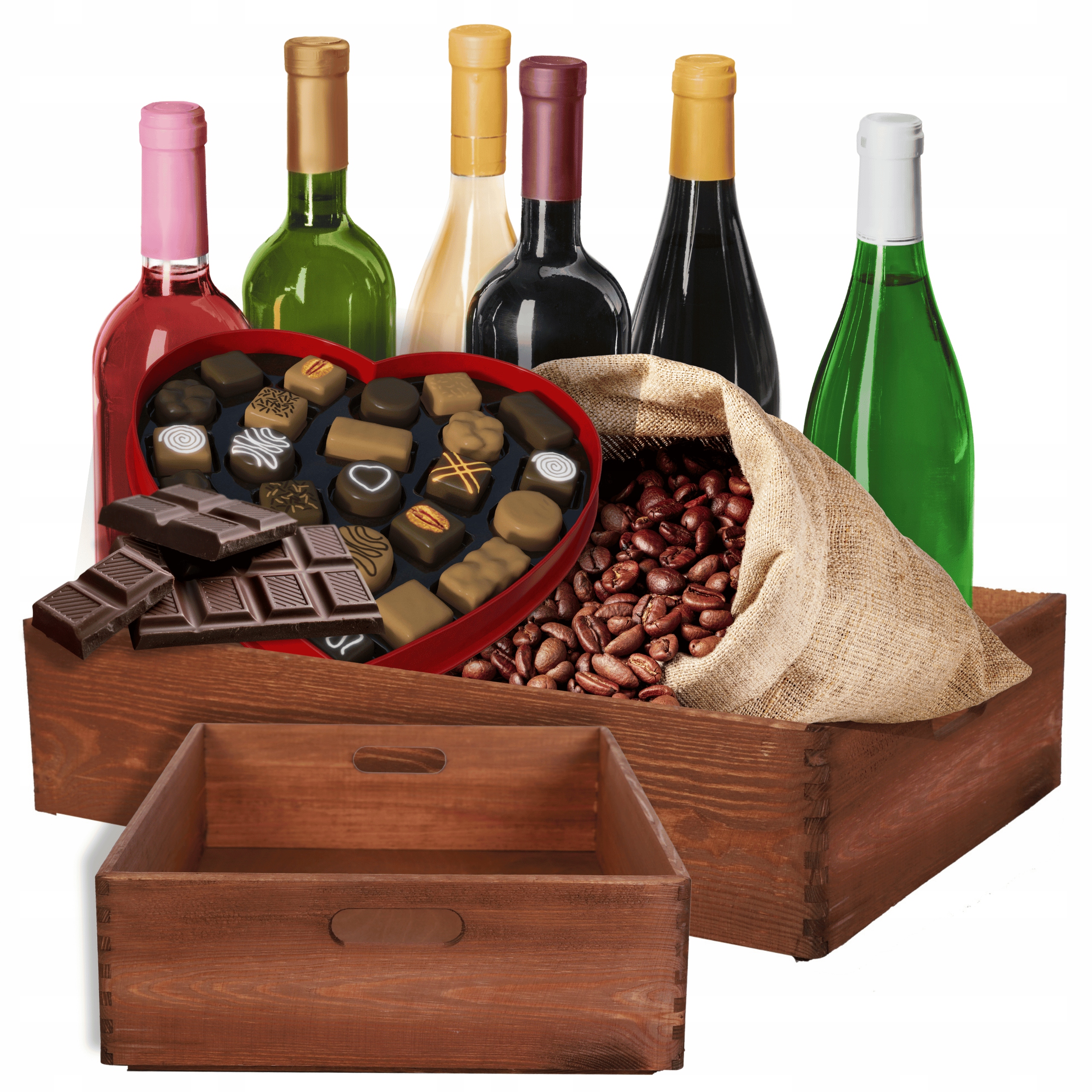 Dřevěná krabička s rukojeťmi, 60 x 40 cm, s Eko úchytkami