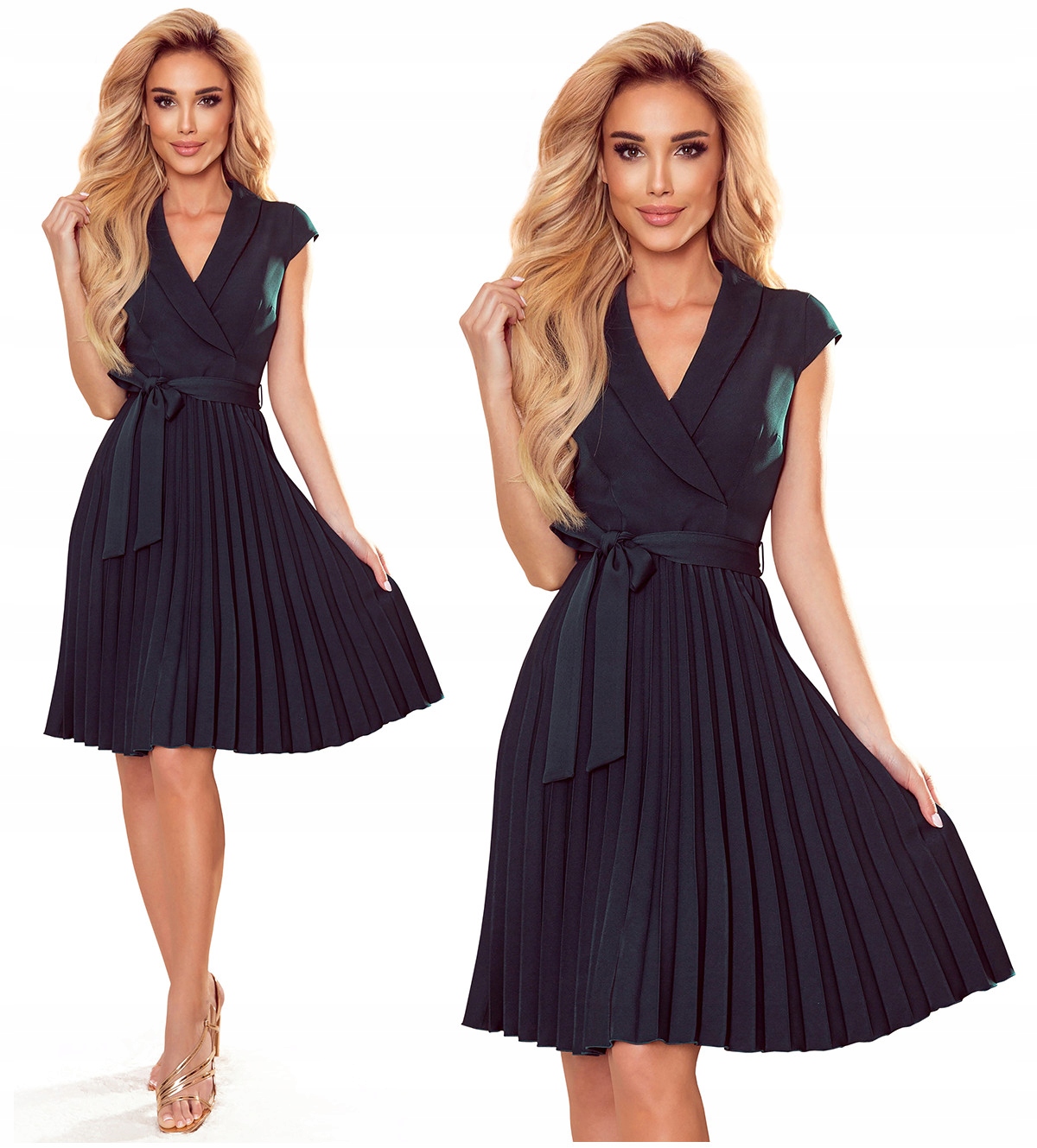 ELEGANCKA SUKIENKA PLISOWANA Z DEKOLTEM WESELE XL