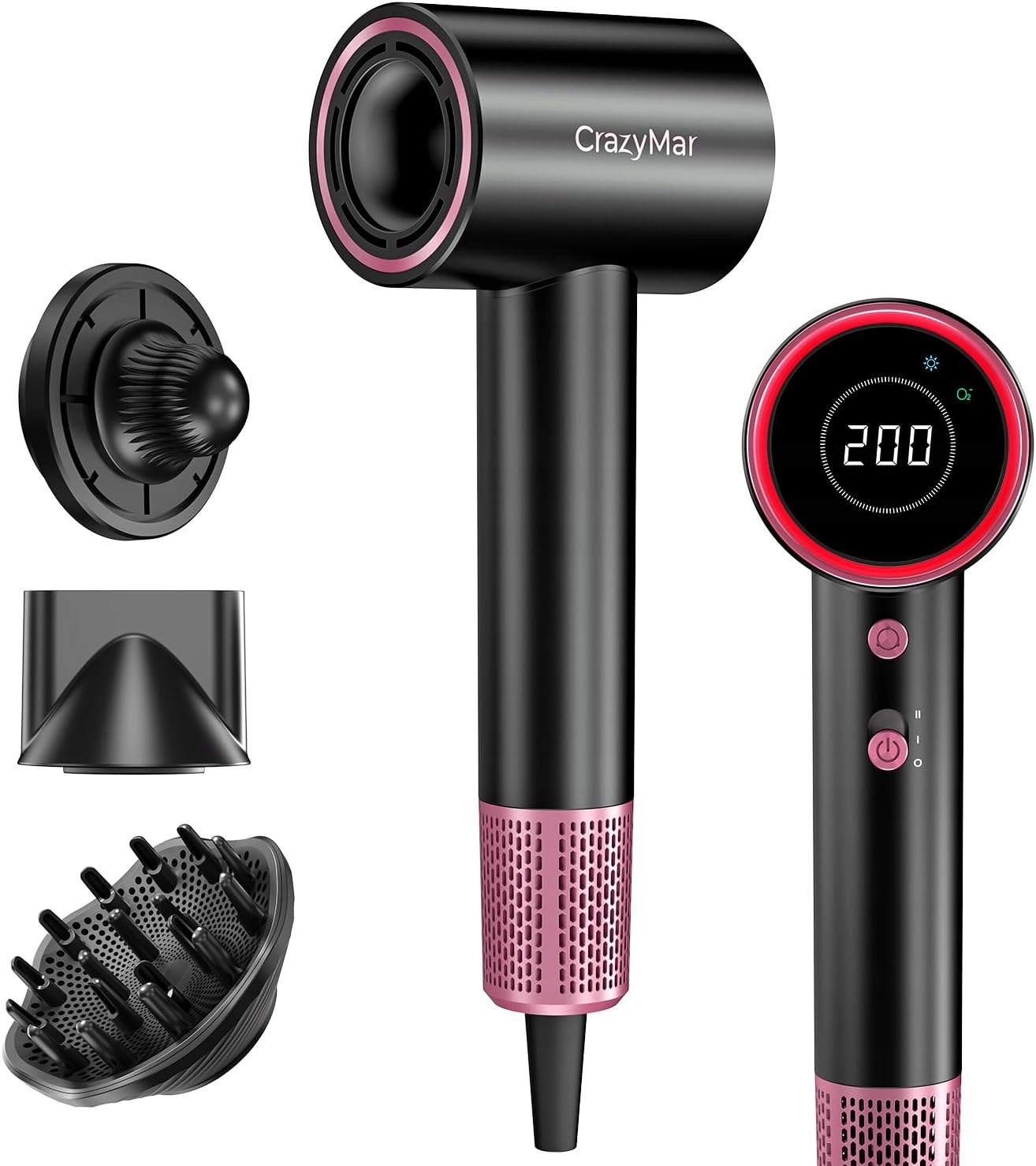 Vysoušeč vlasů Ionizace Difuzér 180k Rpm 1600W Tichý CrazyMar