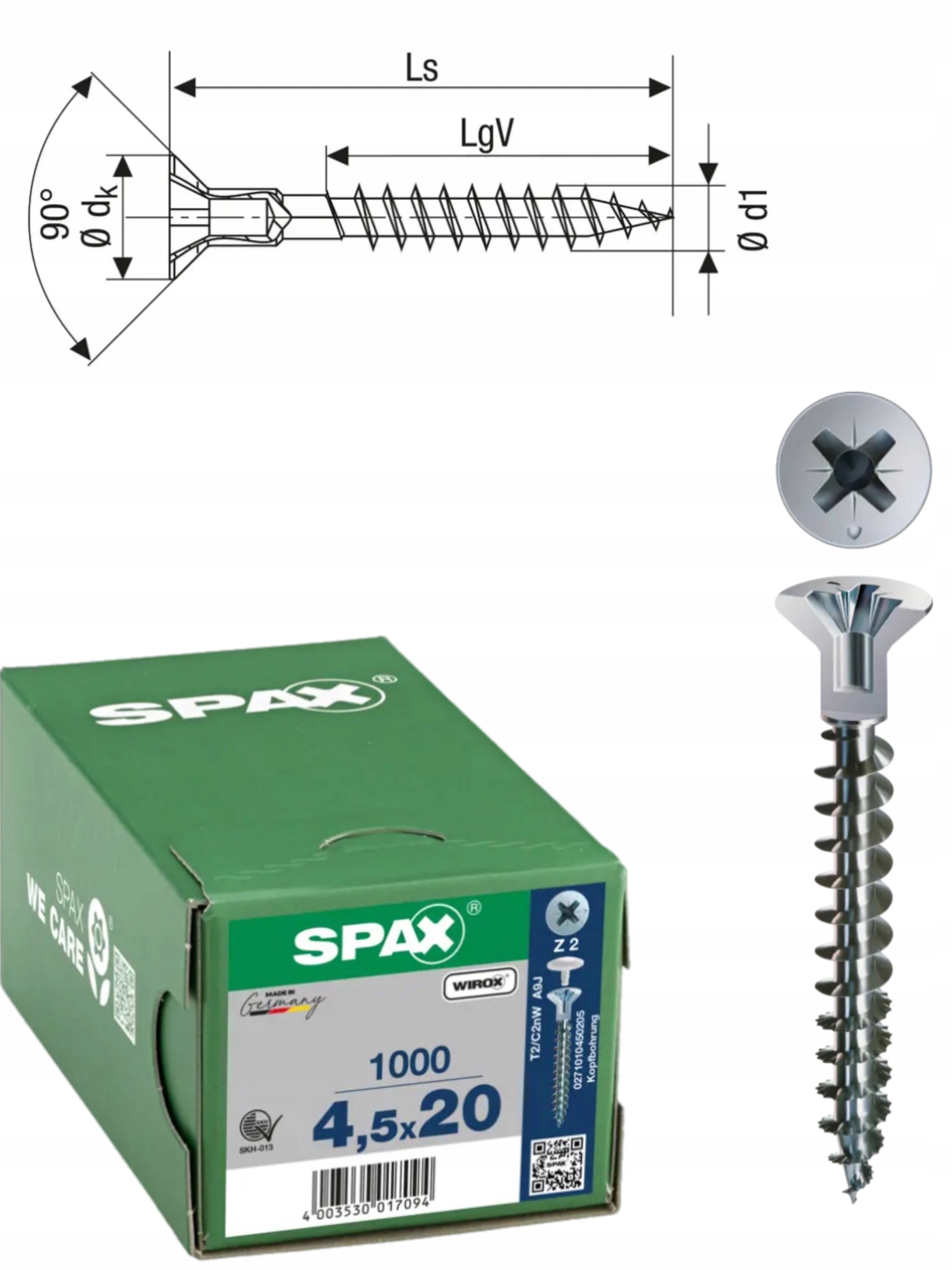 Univerzálna skrutka do dreva Spax 4.5 x 20 Wirox 1000 ks
