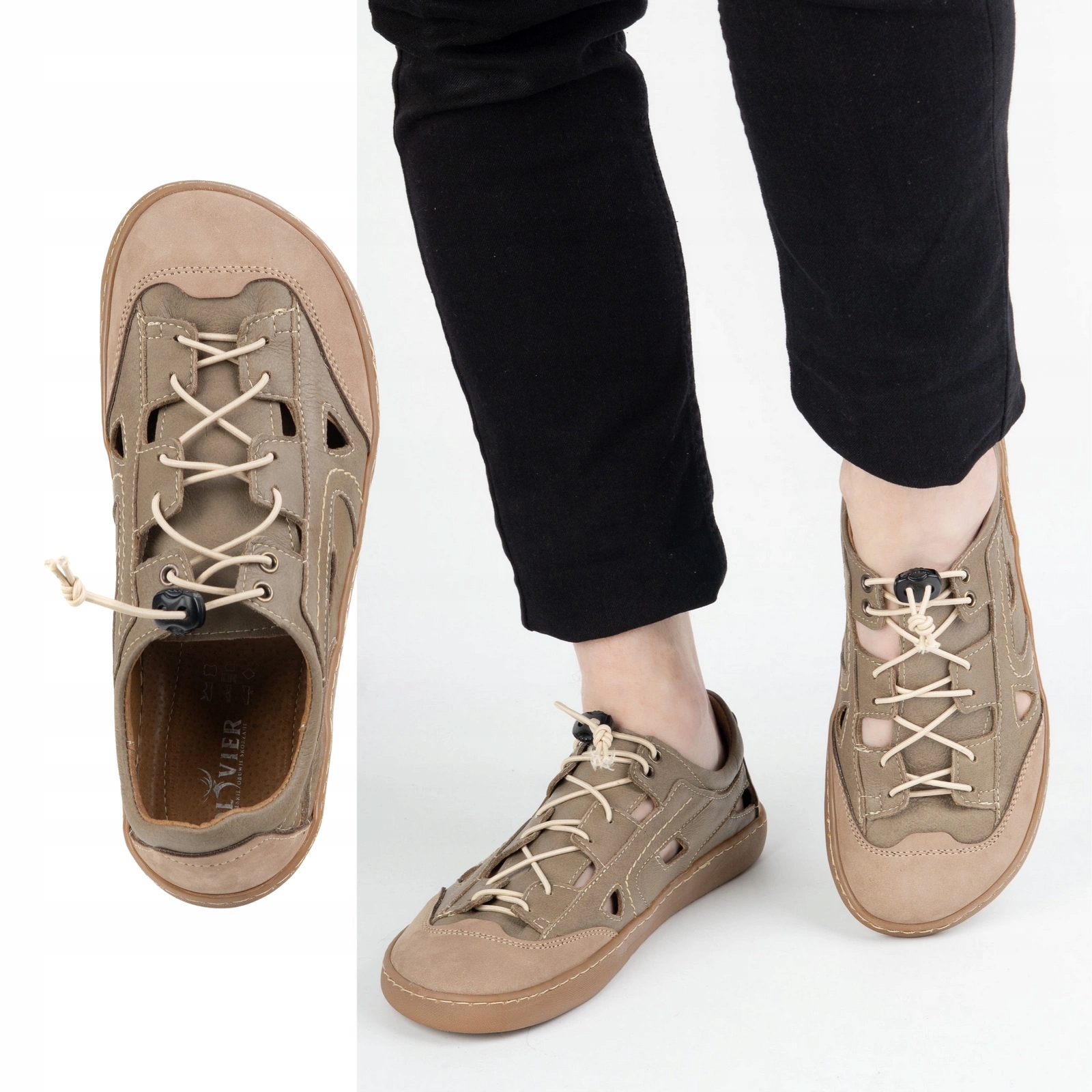 Pánské kožené barefootové boty Olivier 320KZ s ventilací, hnědé, velikost 43