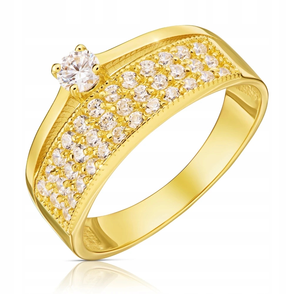 Prstýnek Prsten 585 Se Zirkony, Široký, Bohatě Zdobený, Vel. 13